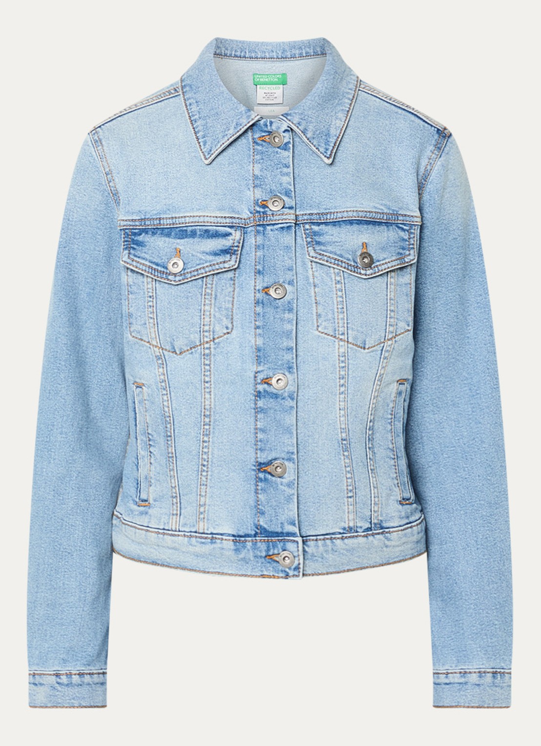 Benetton Spijkerjas met borstzakken - voorkant 2 lichtblauw