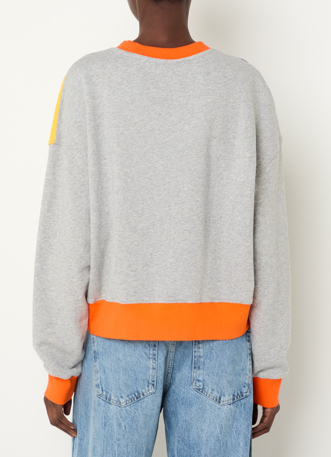 Benetton Sweater met colour blocking en print - achterkant grijs