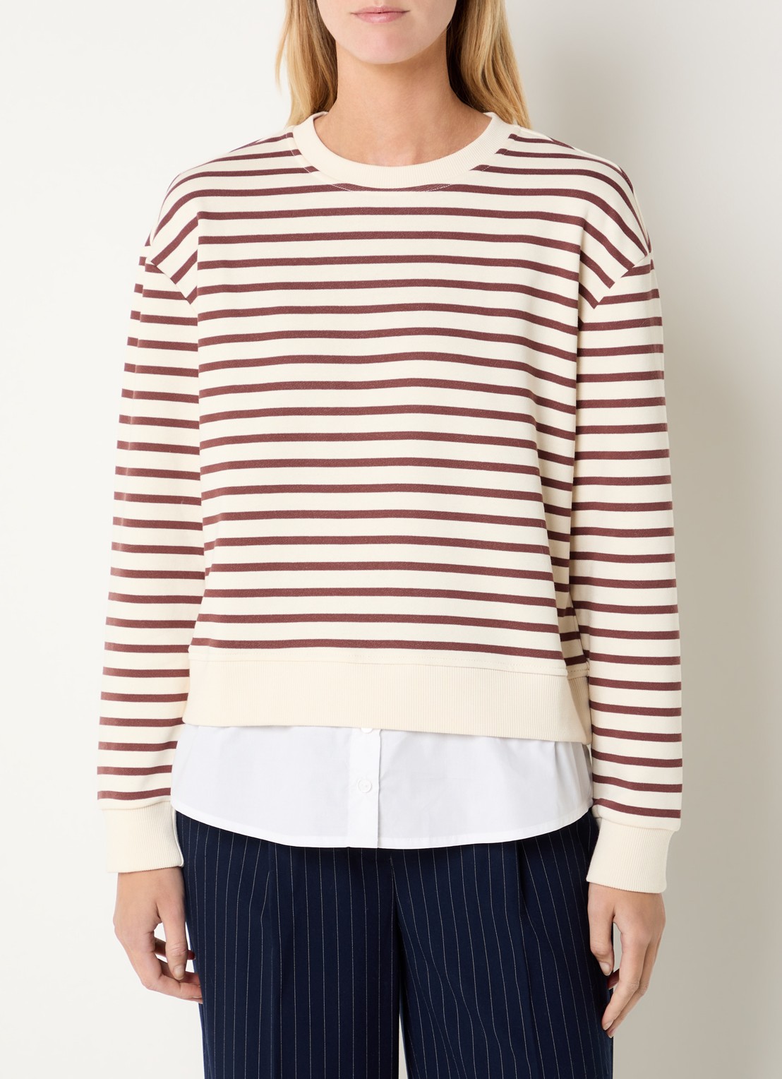 Benetton Sweater met streepprint - detail creme