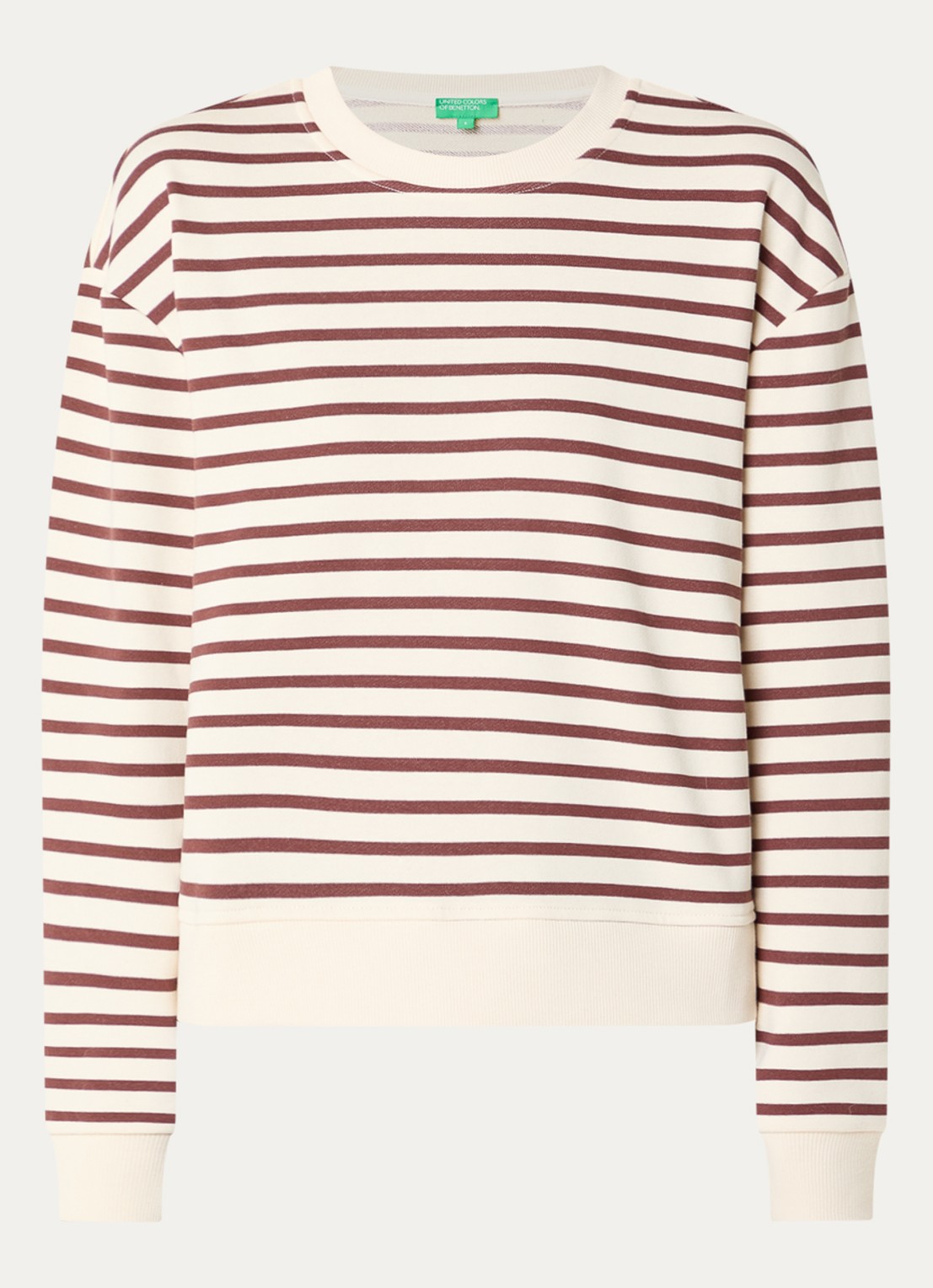 Benetton Sweater met streepprint - voorkant 3 creme