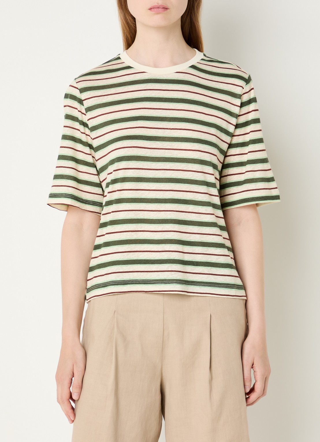 Benetton T-shirt in linnenblend met print - detail 3 creme