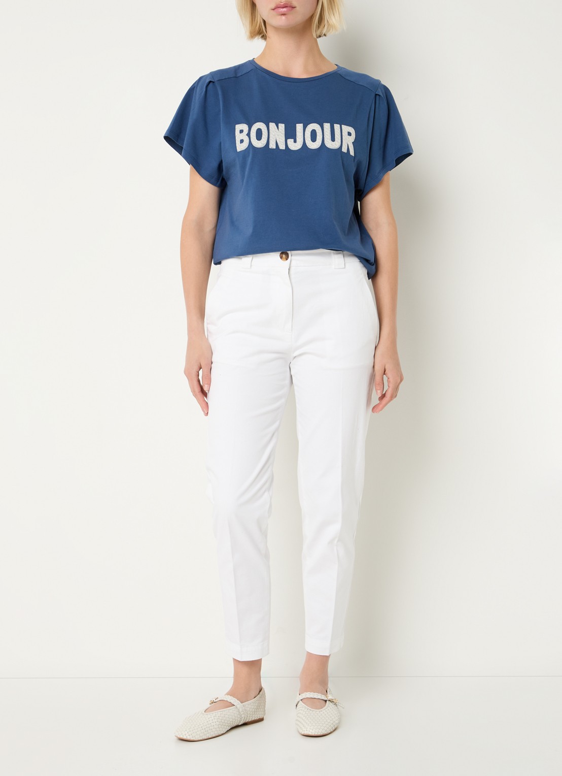 Benetton T-shirt met borduring - voorkant 4 indigo