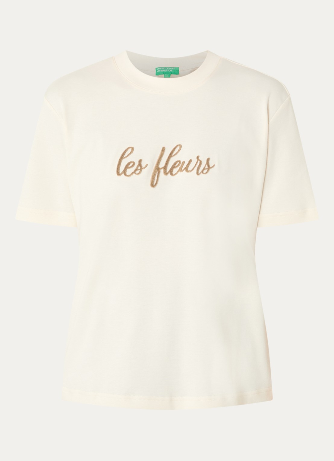 Benetton T-shirt met borduring - voorkant creme