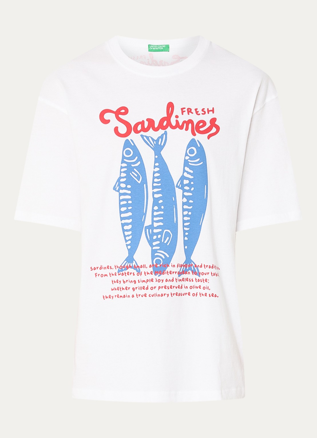Benetton T-shirt met print - voorkant gebroken wit