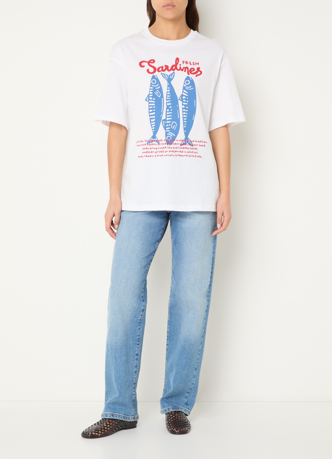 Benetton T-shirt met print - voorkant 2 gebroken wit