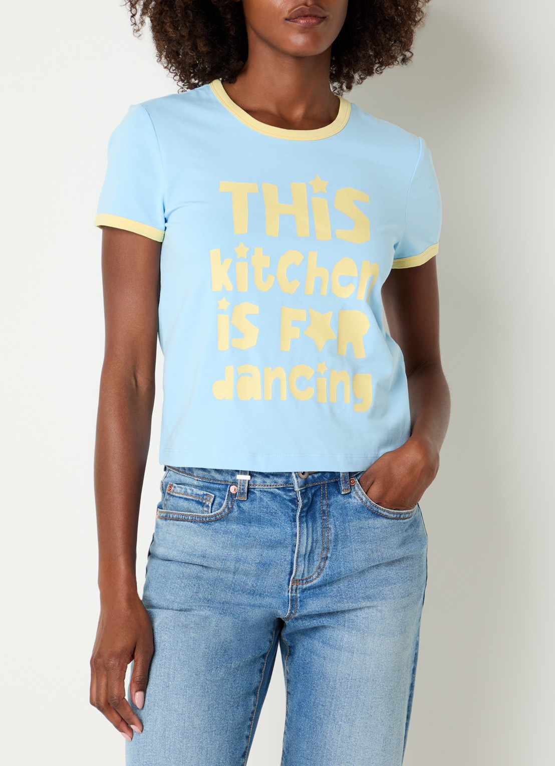 Benetton T-shirt met print - detail 2 lichtblauw