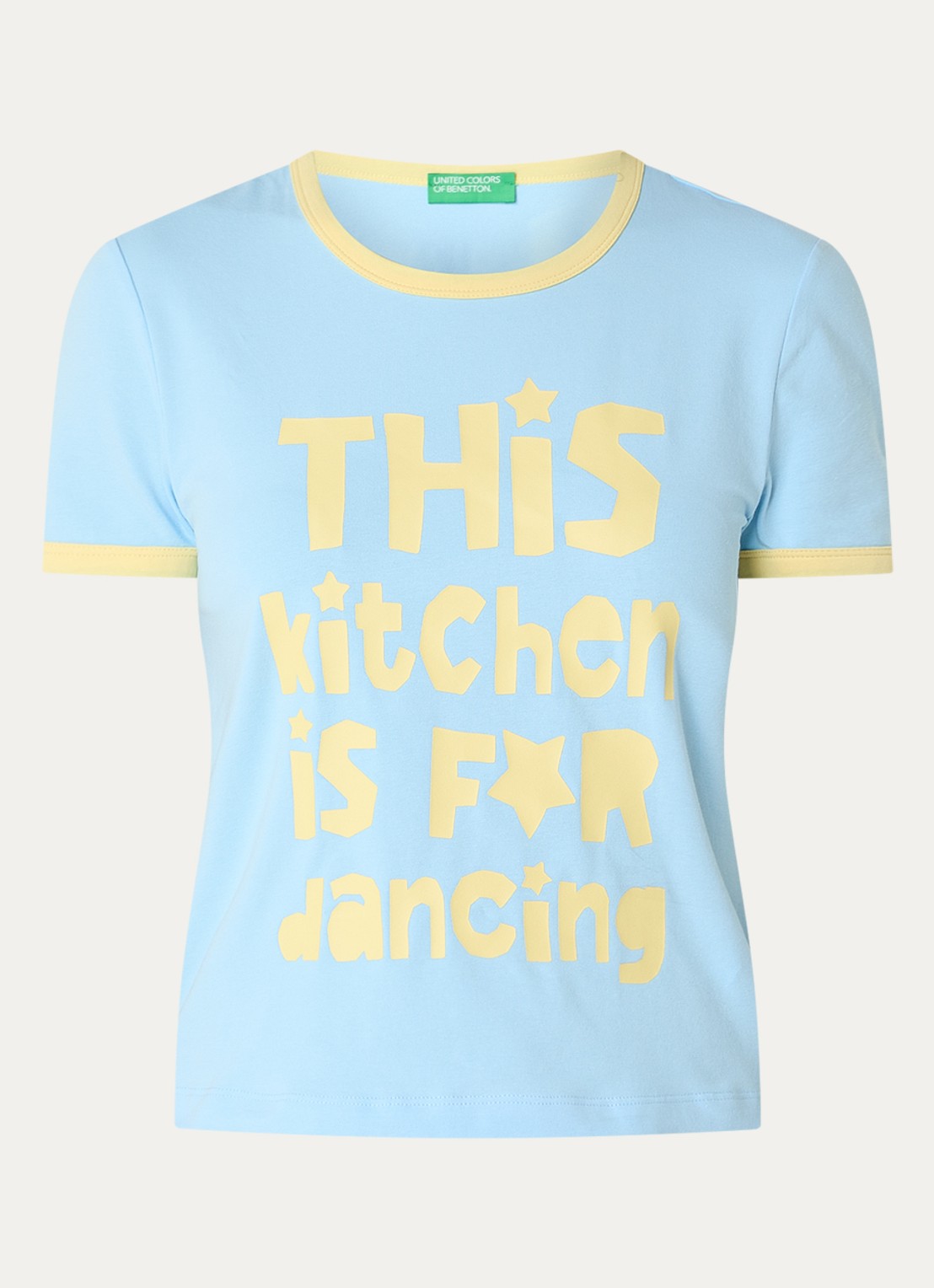Benetton T-shirt met print - voorkant 3 lichtblauw