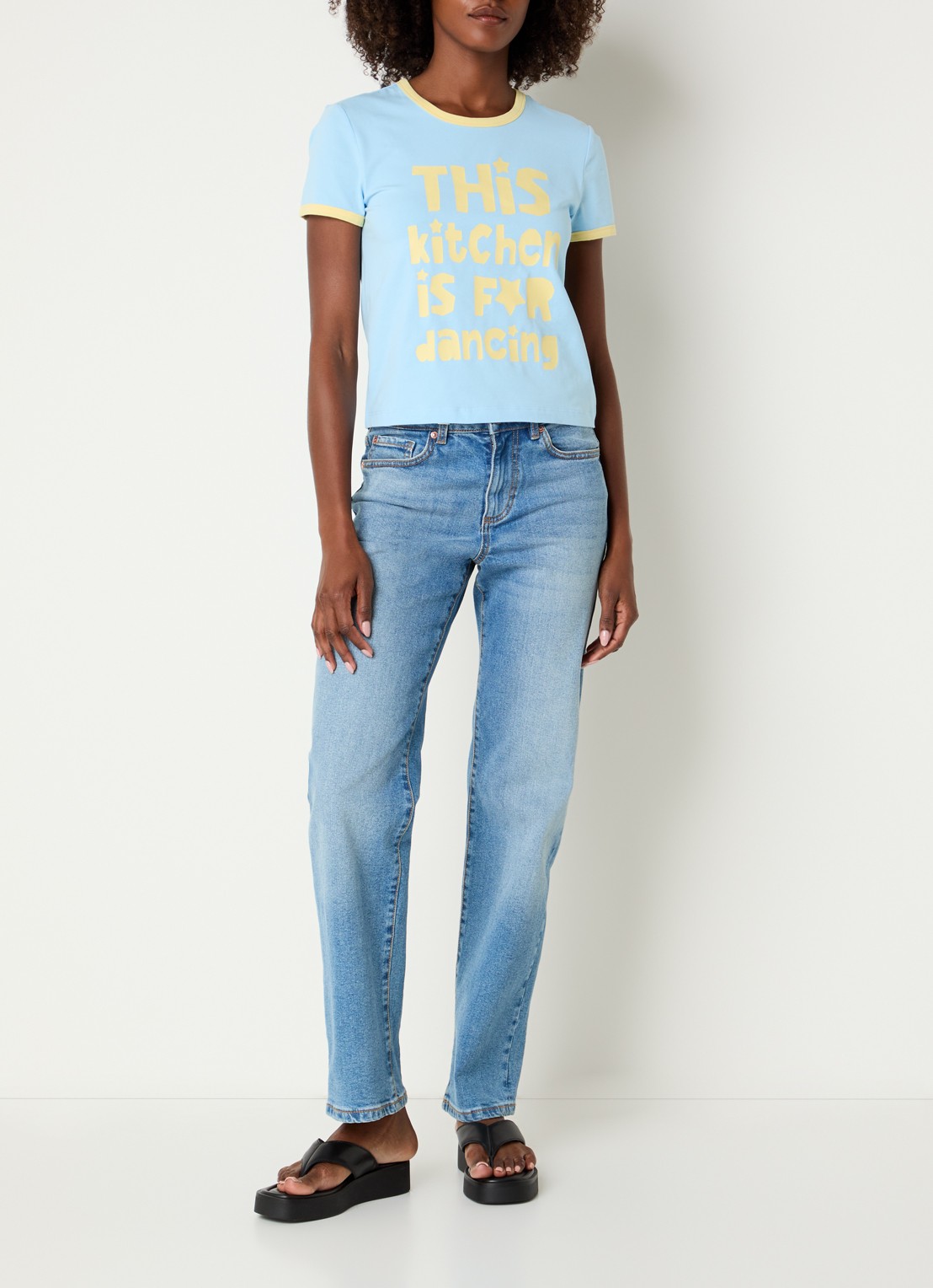 Benetton T-shirt met print - voorkant 4 lichtblauw