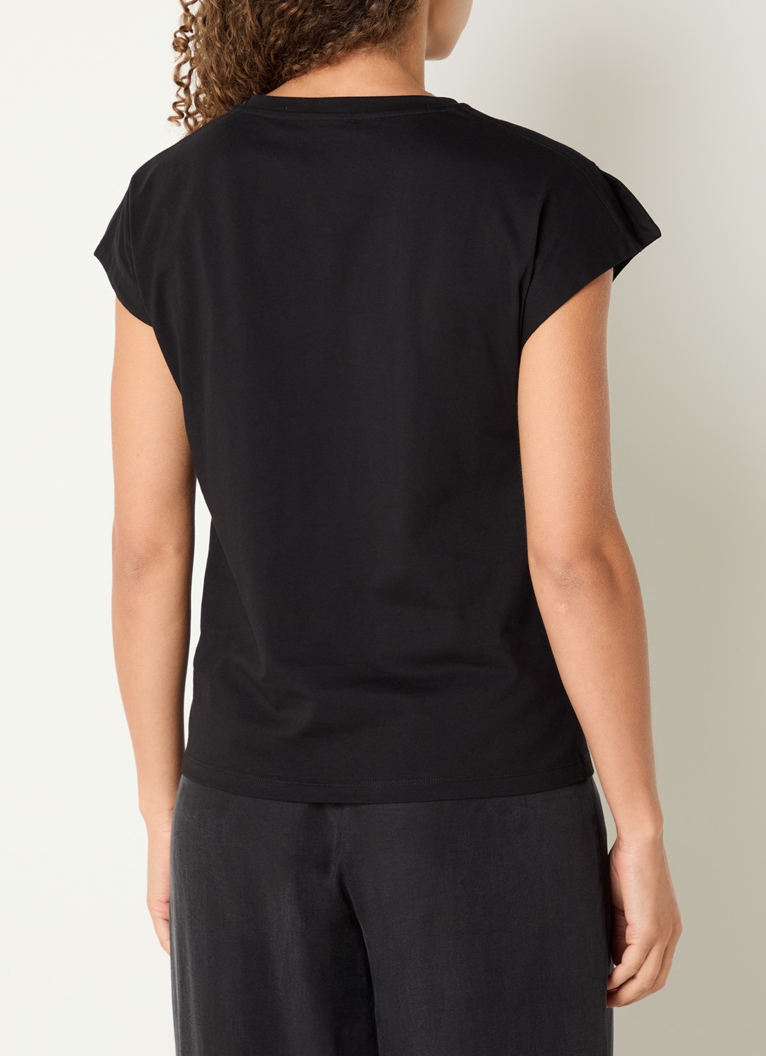 Benetton T-shirt met ronde hals en split - achterkant 4 zwart