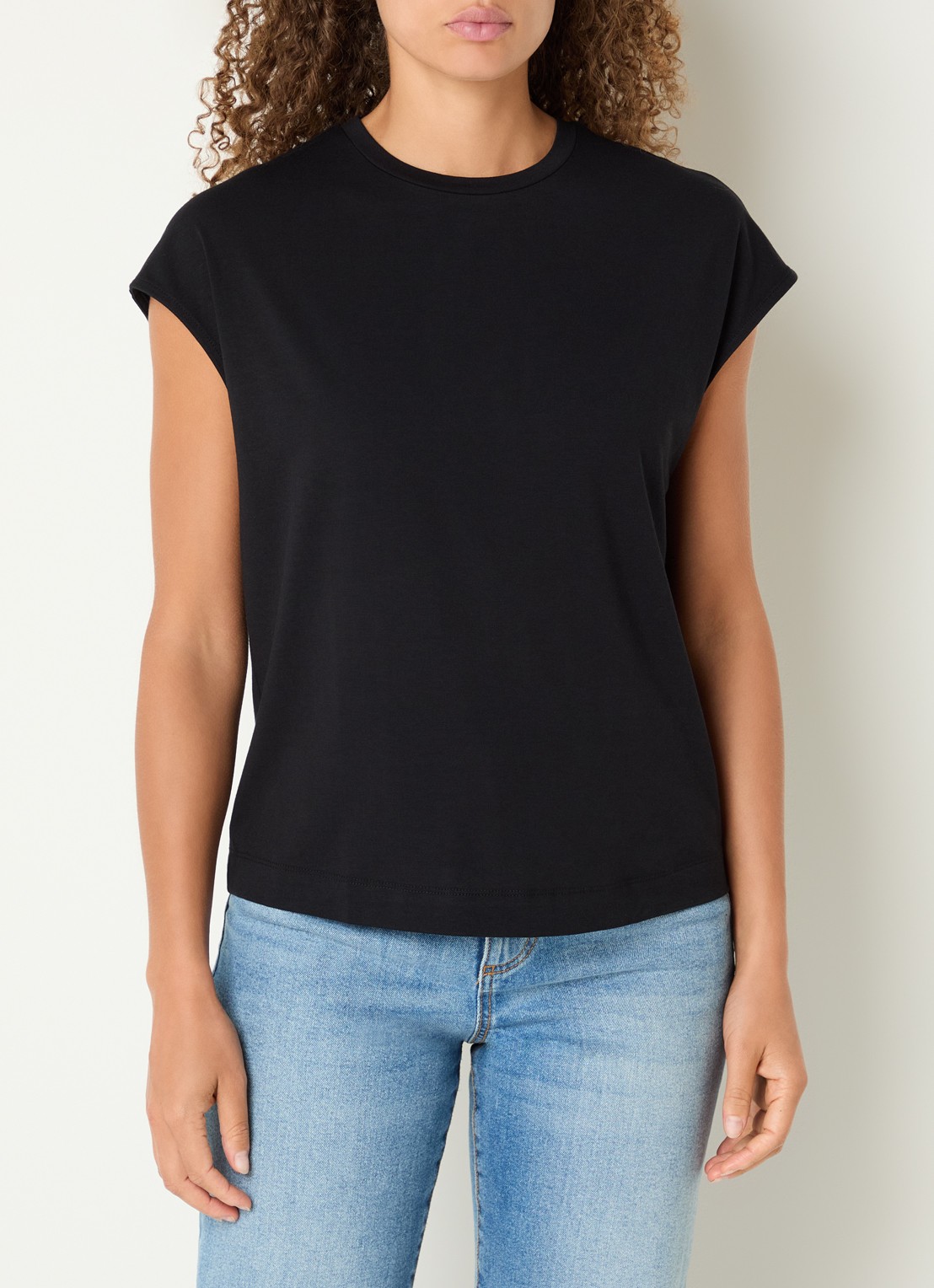 Benetton T-shirt met ronde hals - detail 4 zwart