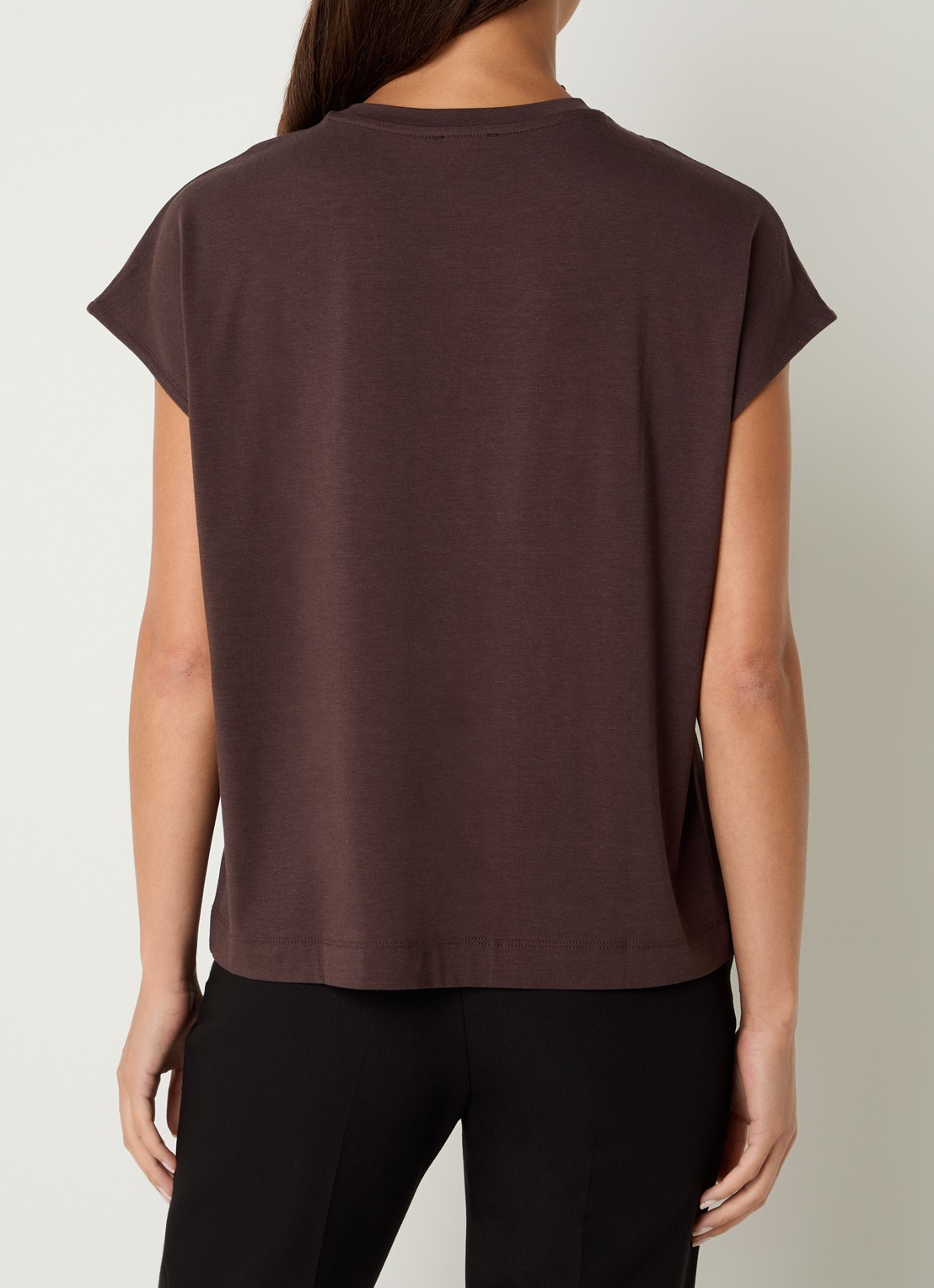 Benetton T-shirt met ronde hals - achterkant 4 bruin