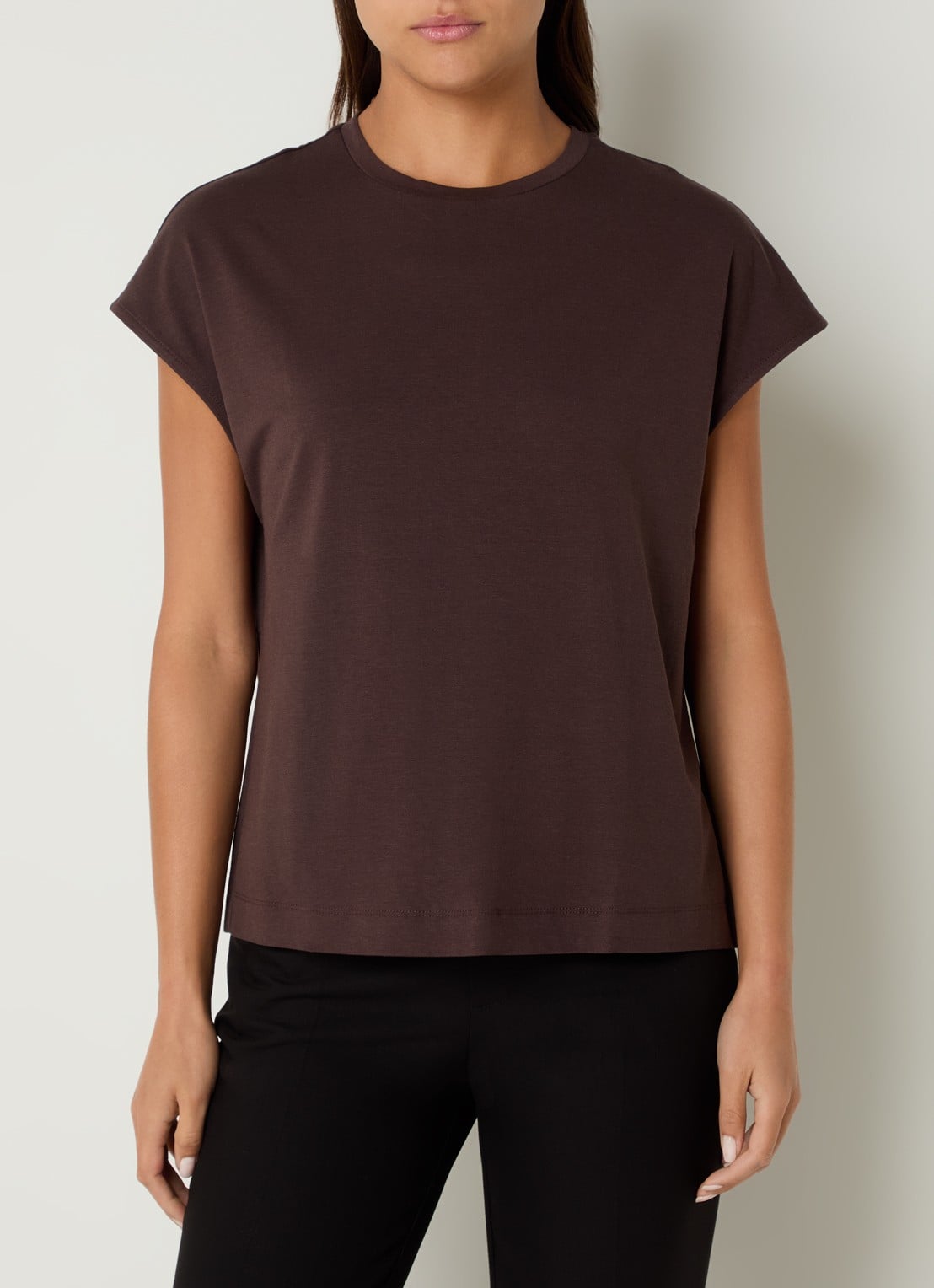Benetton T-shirt met ronde hals - detail 3 bruin