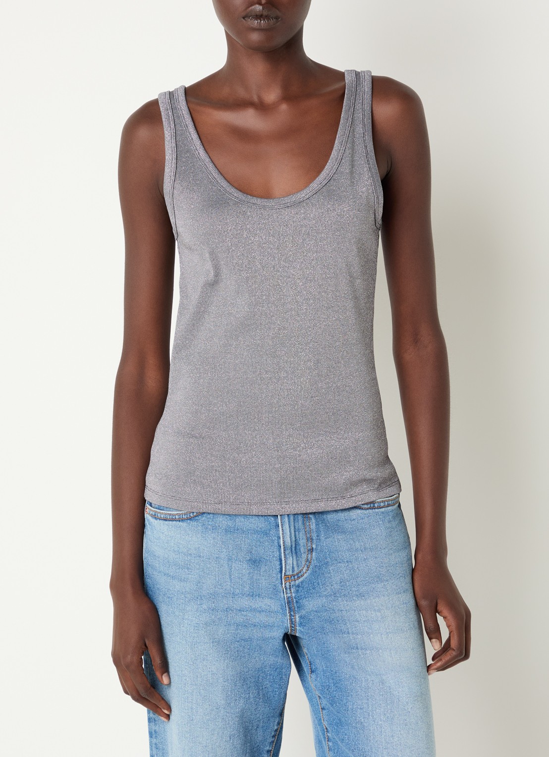 Benetton Tanktop met lurex - detail grijs