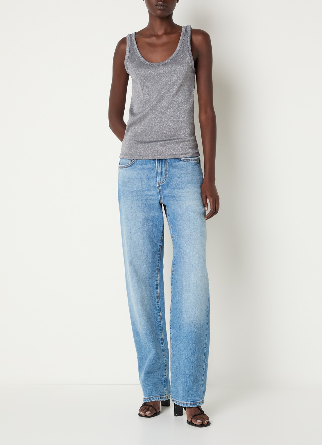 Benetton Tanktop met lurex - voorkant 4 grijs