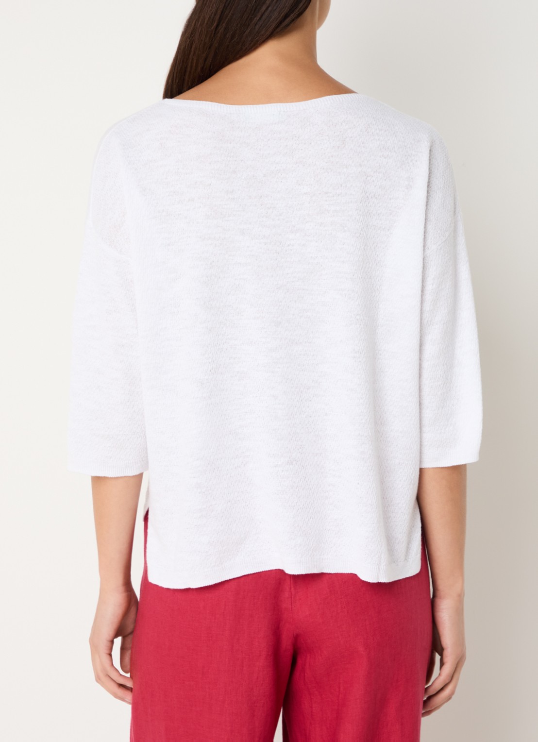 Benetton Top in linnenblend met boothals - achterkant 4 gebroken wit