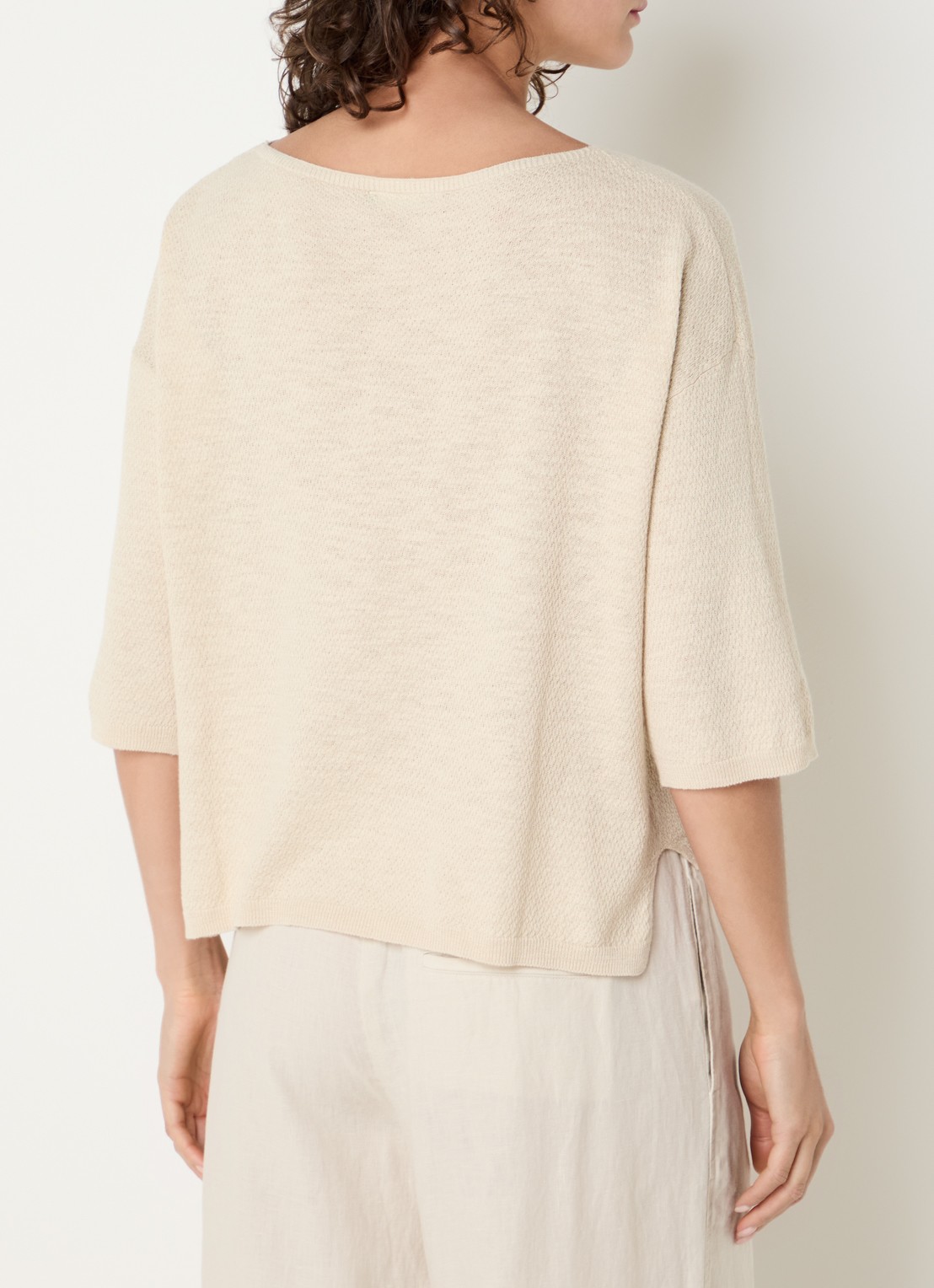 Benetton Top in linnenblend met boothals - achterkant 4 vanillegeel