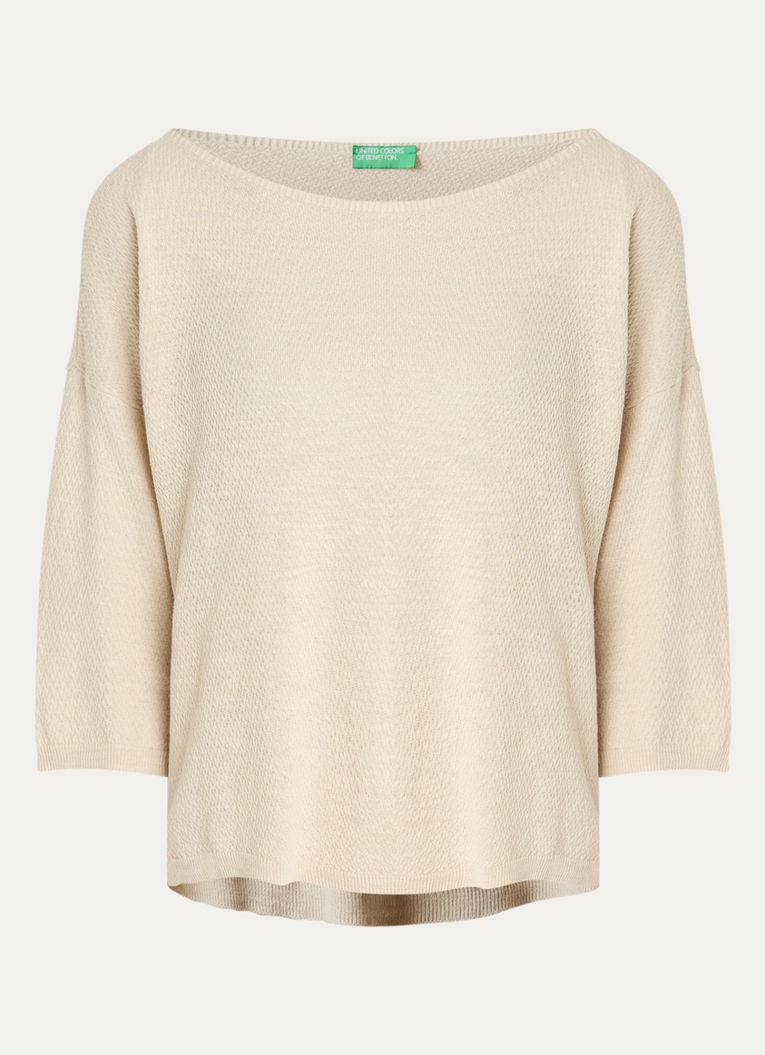 Benetton Top in linnenblend met boothals - voorkant 2 vanillegeel