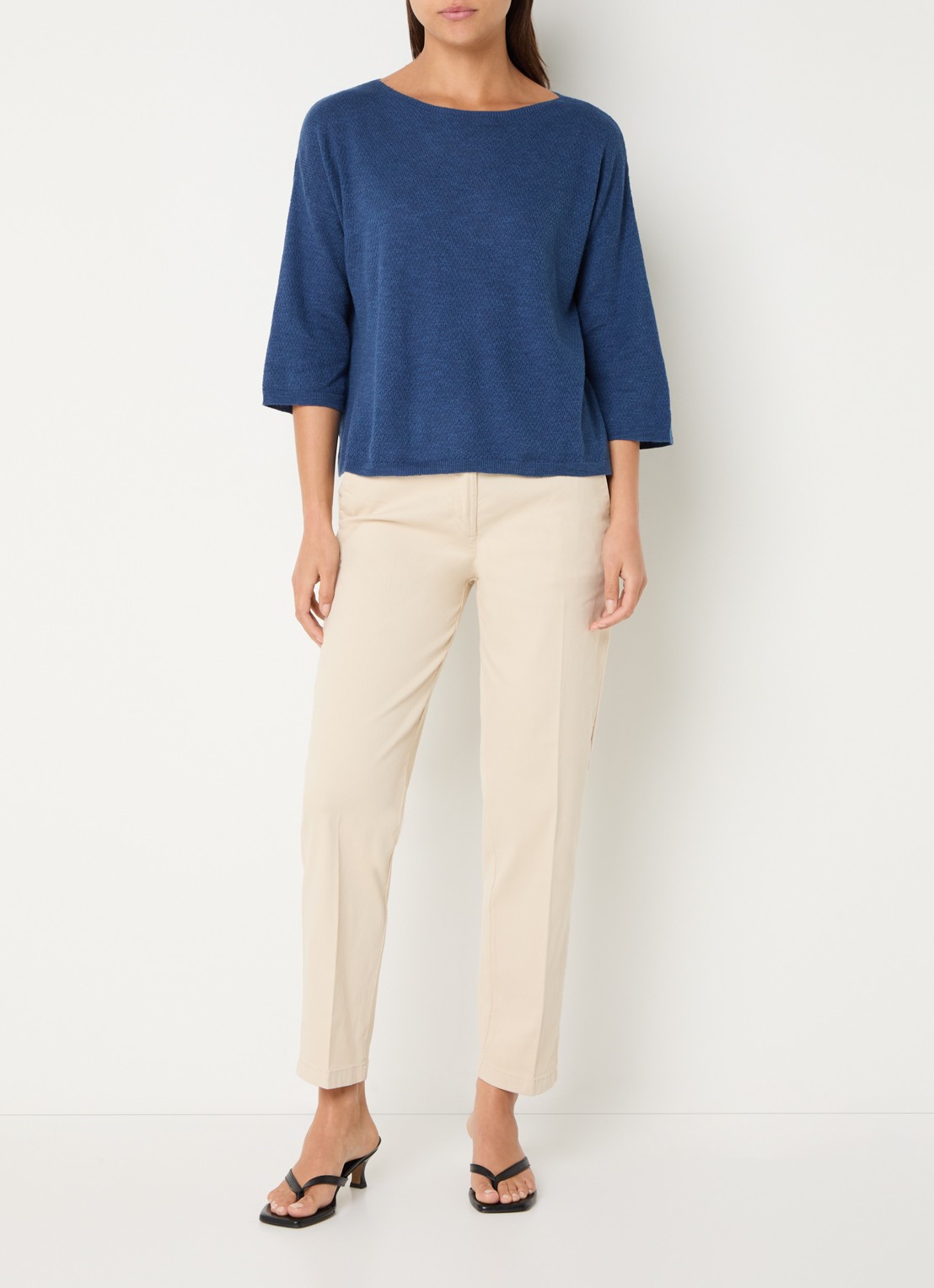 Benetton Top in linnenblend met boothals - voorkant 2 jeans