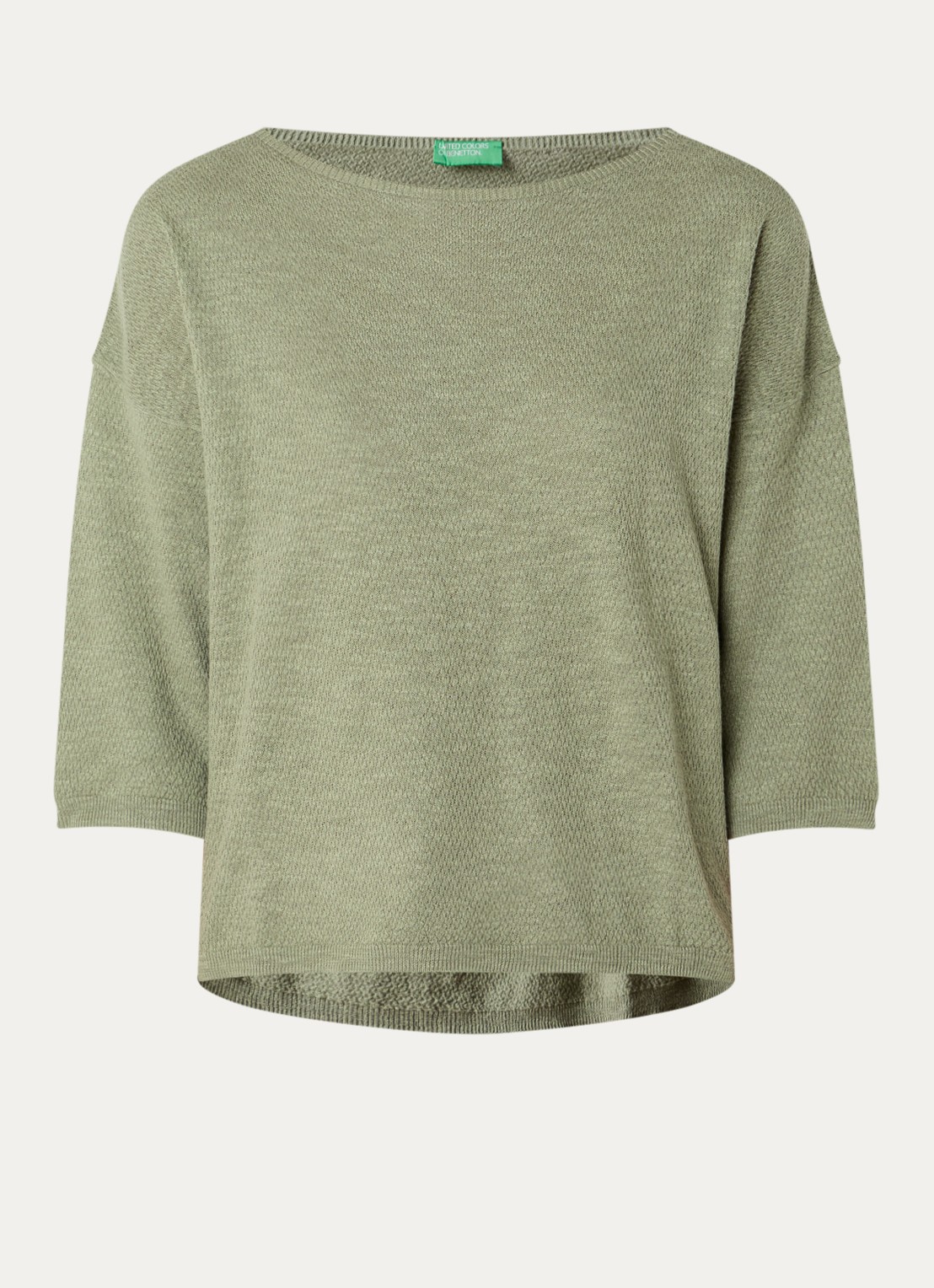 Benetton Top in linnenblend met boothals - voorkant donkergroen