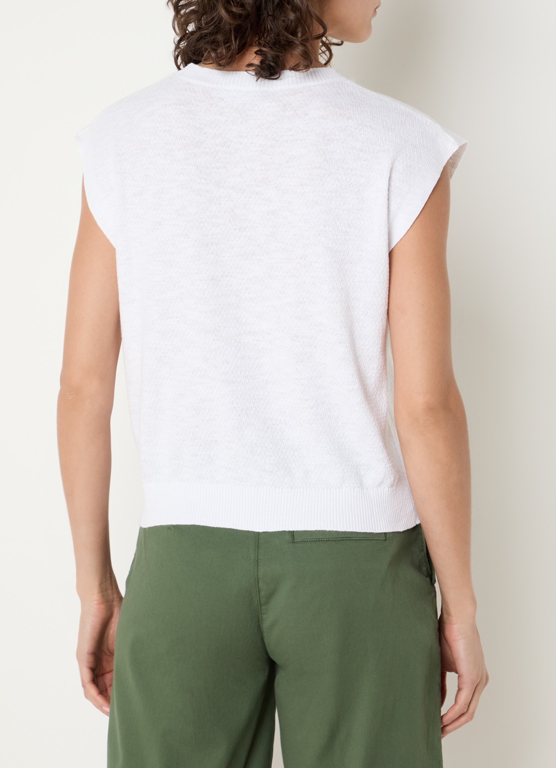 Benetton Top in linnenblend met ronde hals - achterkant wit