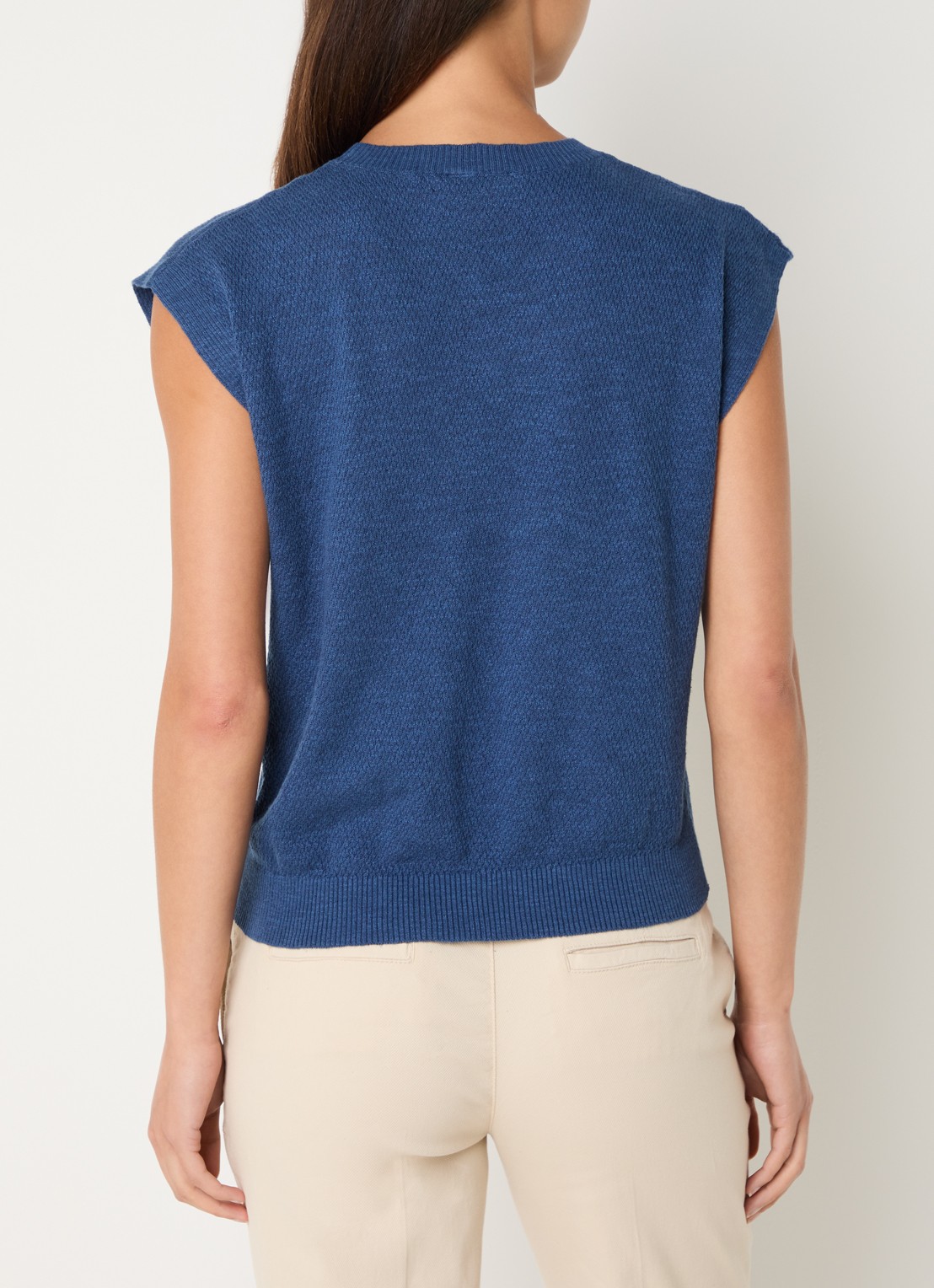 Benetton Top in linnenblend met ronde hals - achterkant jeans