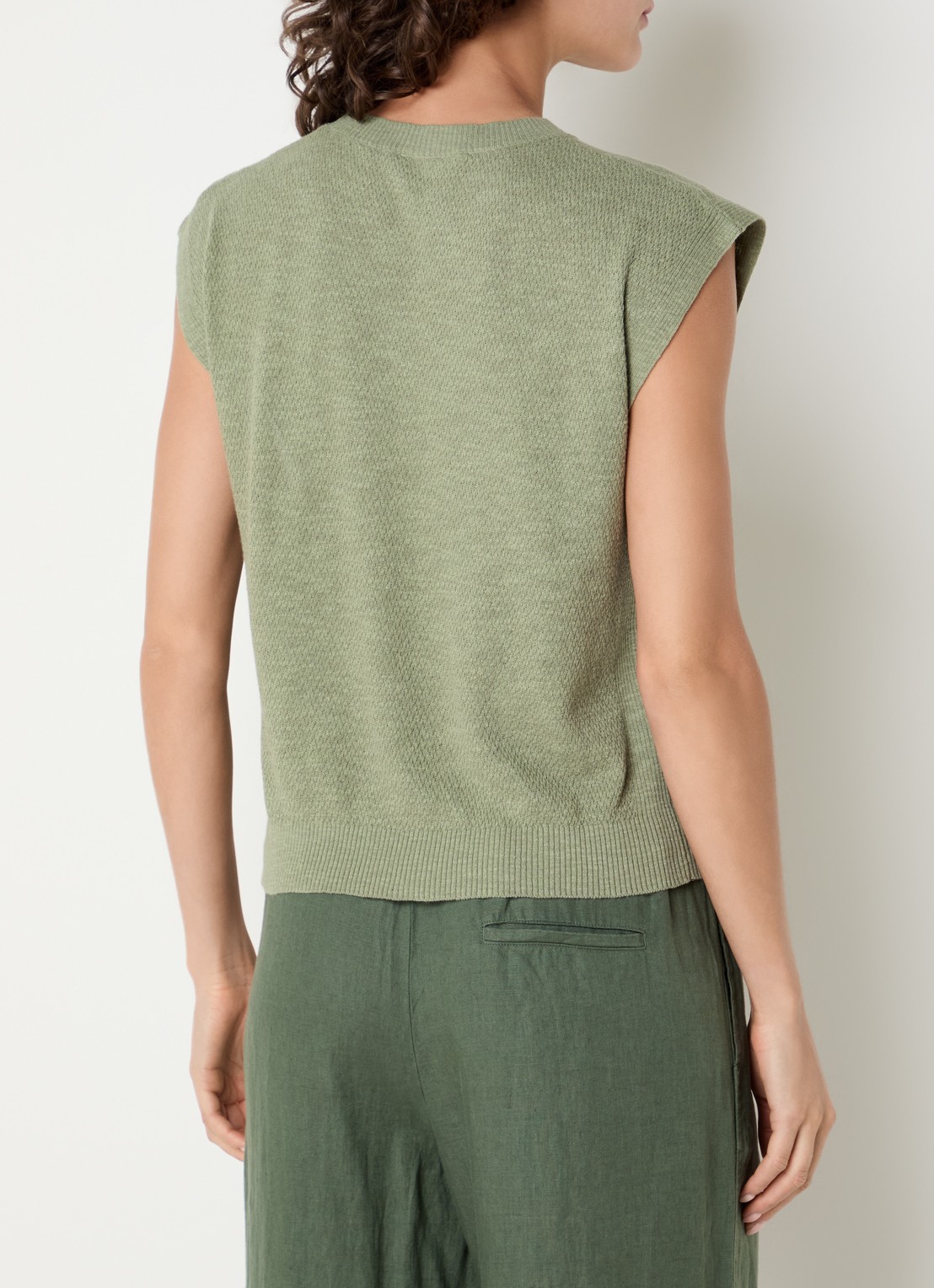 Benetton Top in linnenblend met ronde hals - achterkant 4 lichtgroen