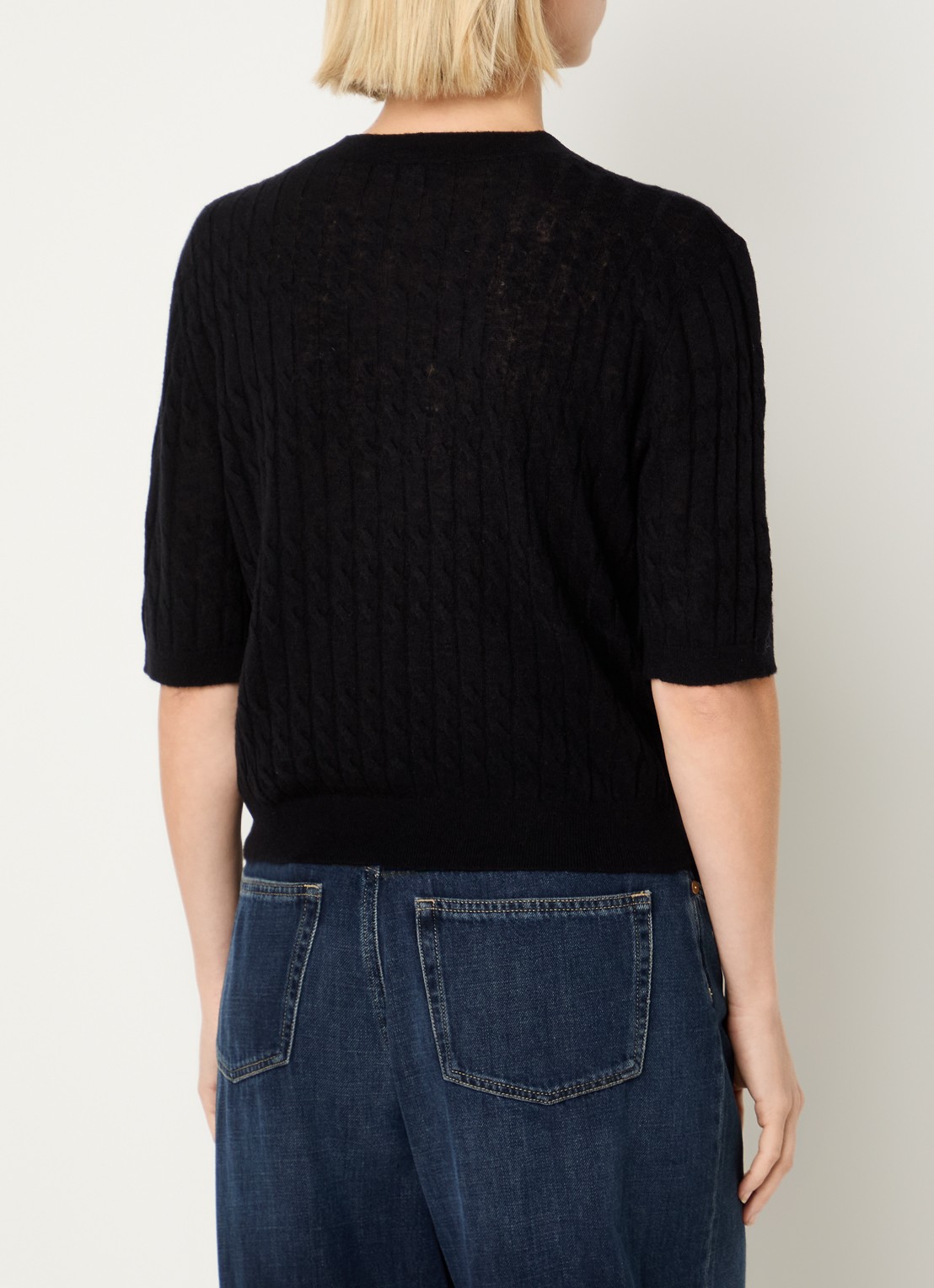 Benetton Top in wolblend met ronde hals - achterkant zwart