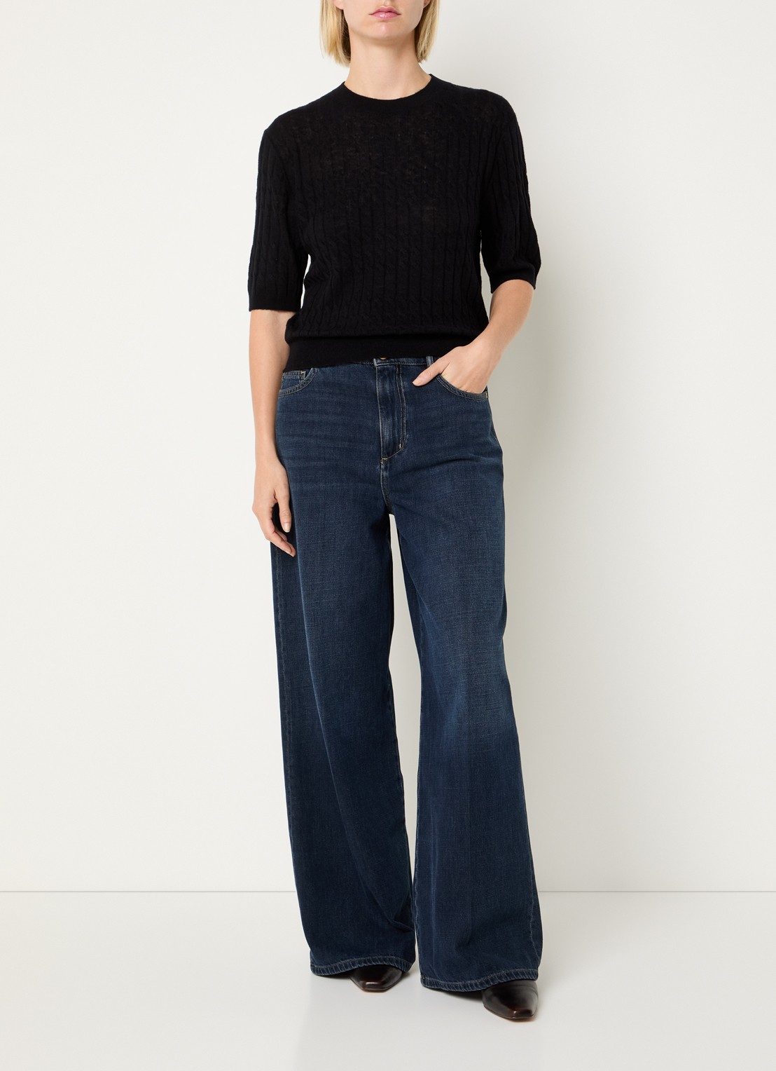Benetton Top in wolblend met ronde hals - voorkant 3 zwart