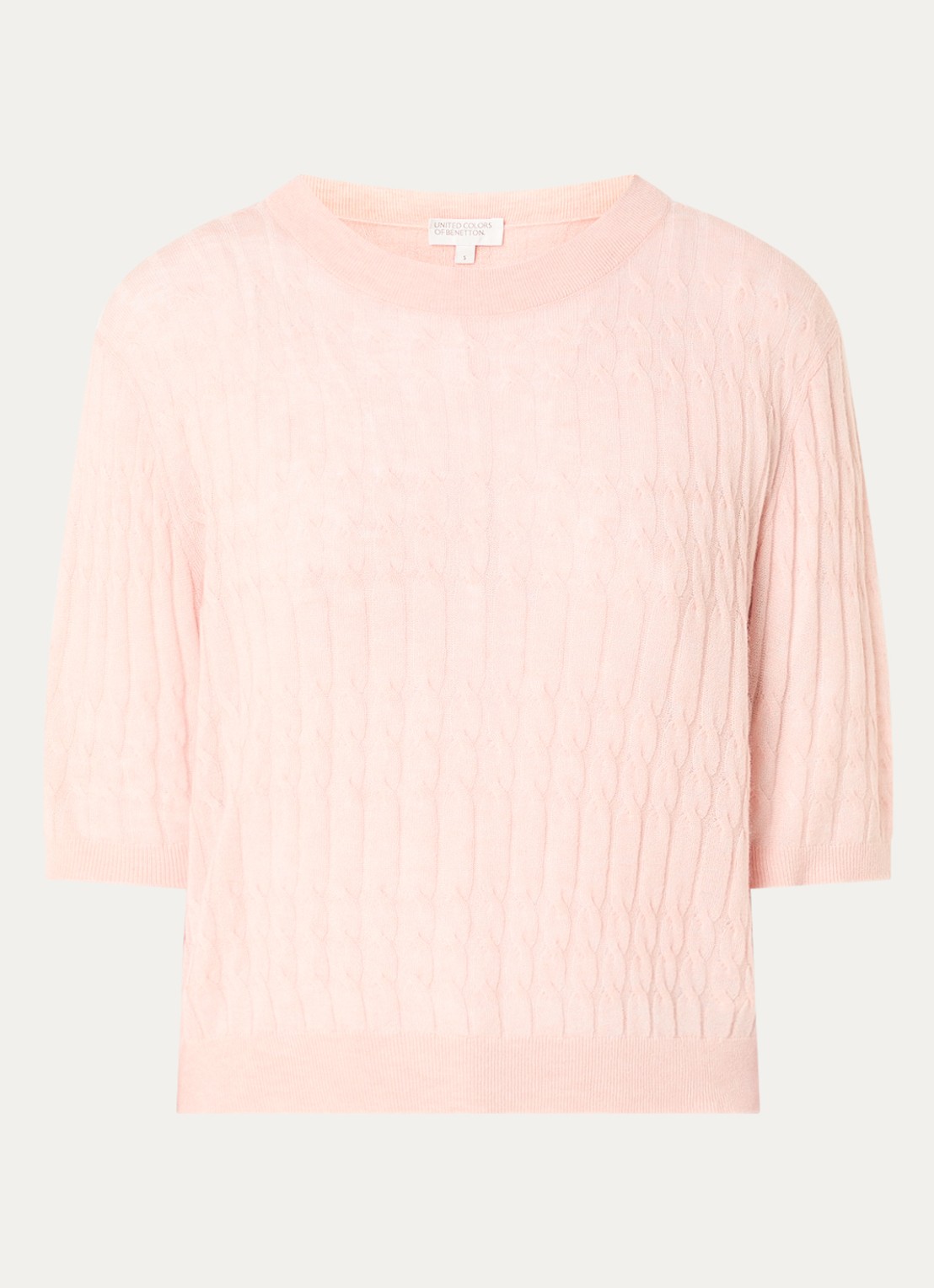 Benetton Top in wolblend met ronde hals - voorkant 3 oudroze