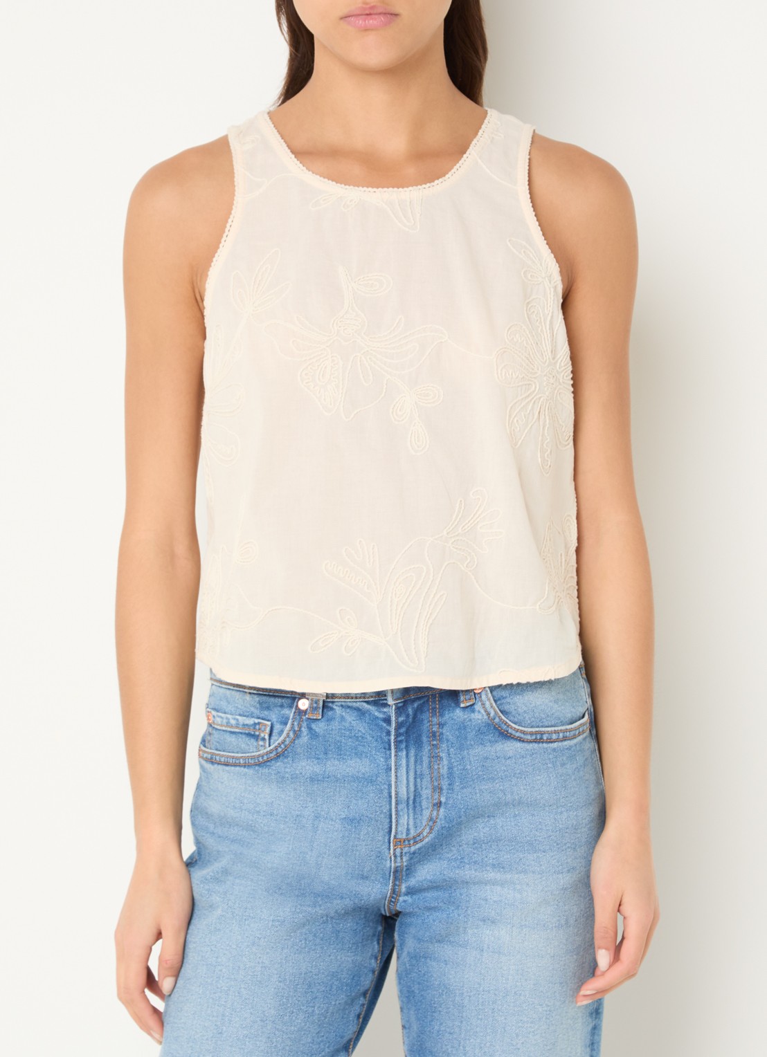 Benetton Top met bloemborduring  - detail 3 creme