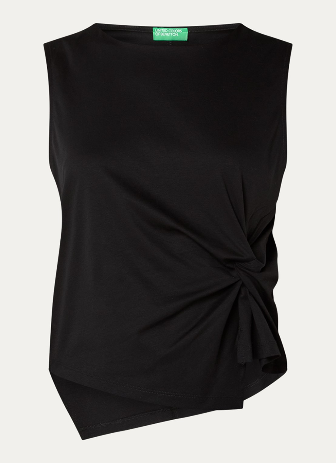 Benetton Top met knoopdetail  - voorkant zwart