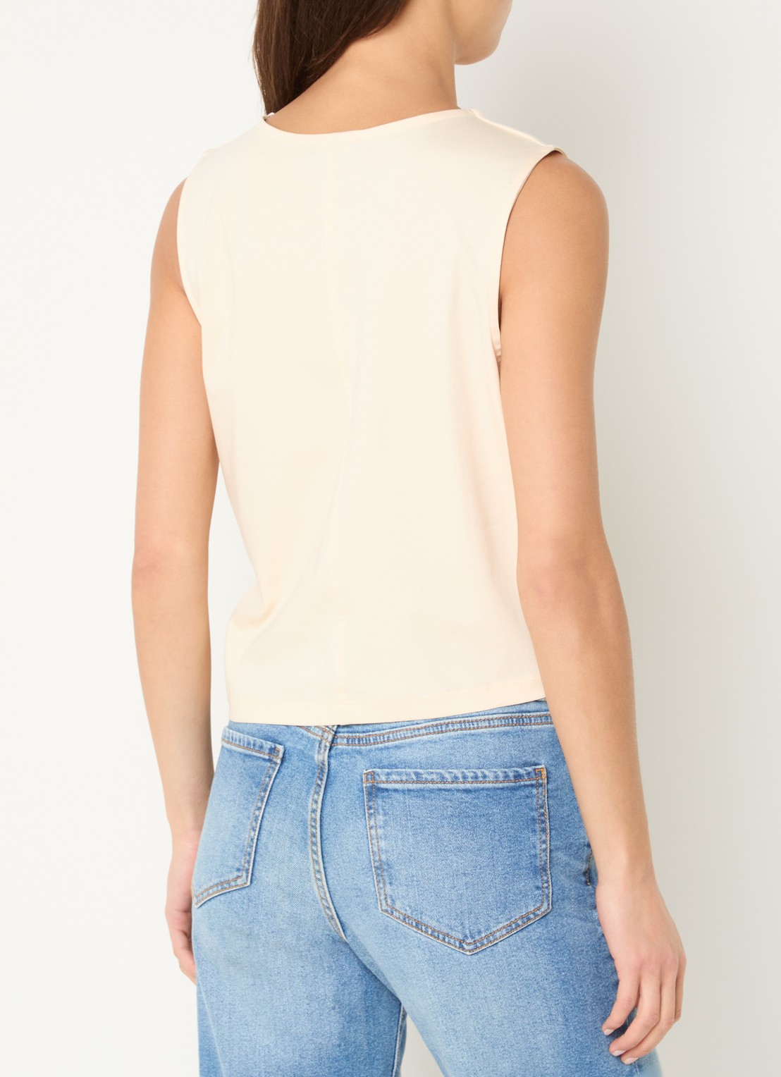 Benetton Top met knoopdetail  - achterkant 2 lichtgeel
