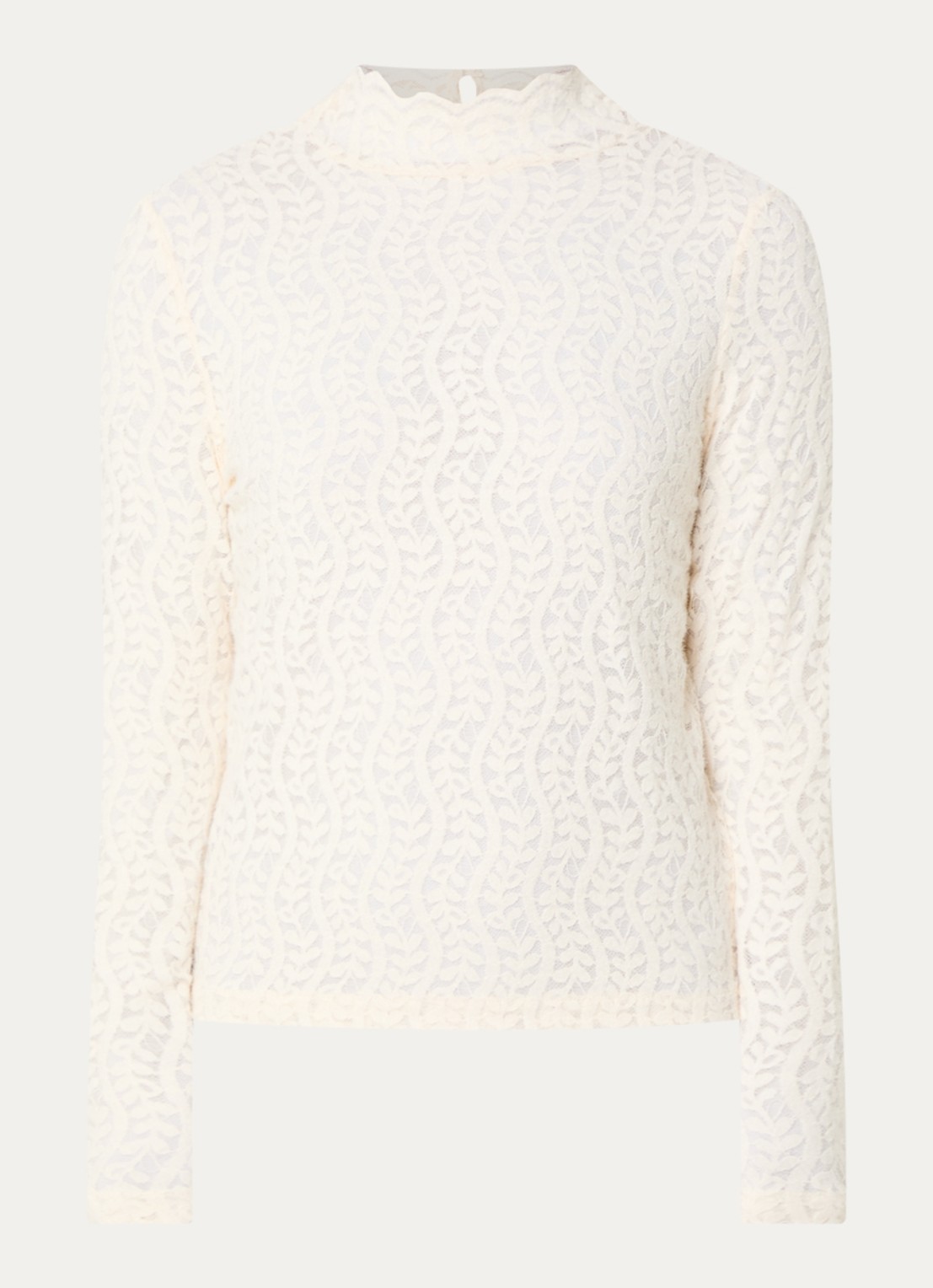Benetton Top met opengewerkt dessin - voorkant 3 beige