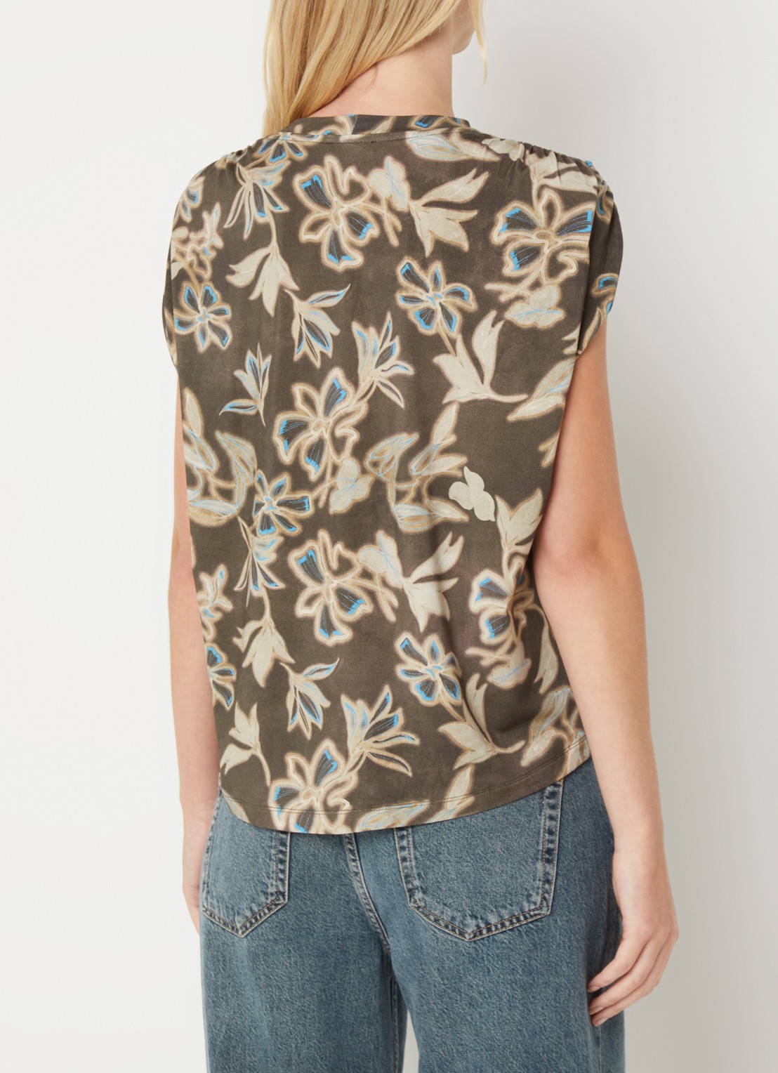 Benetton Top met print en ronde hals - achterkant 2 lichtbruin