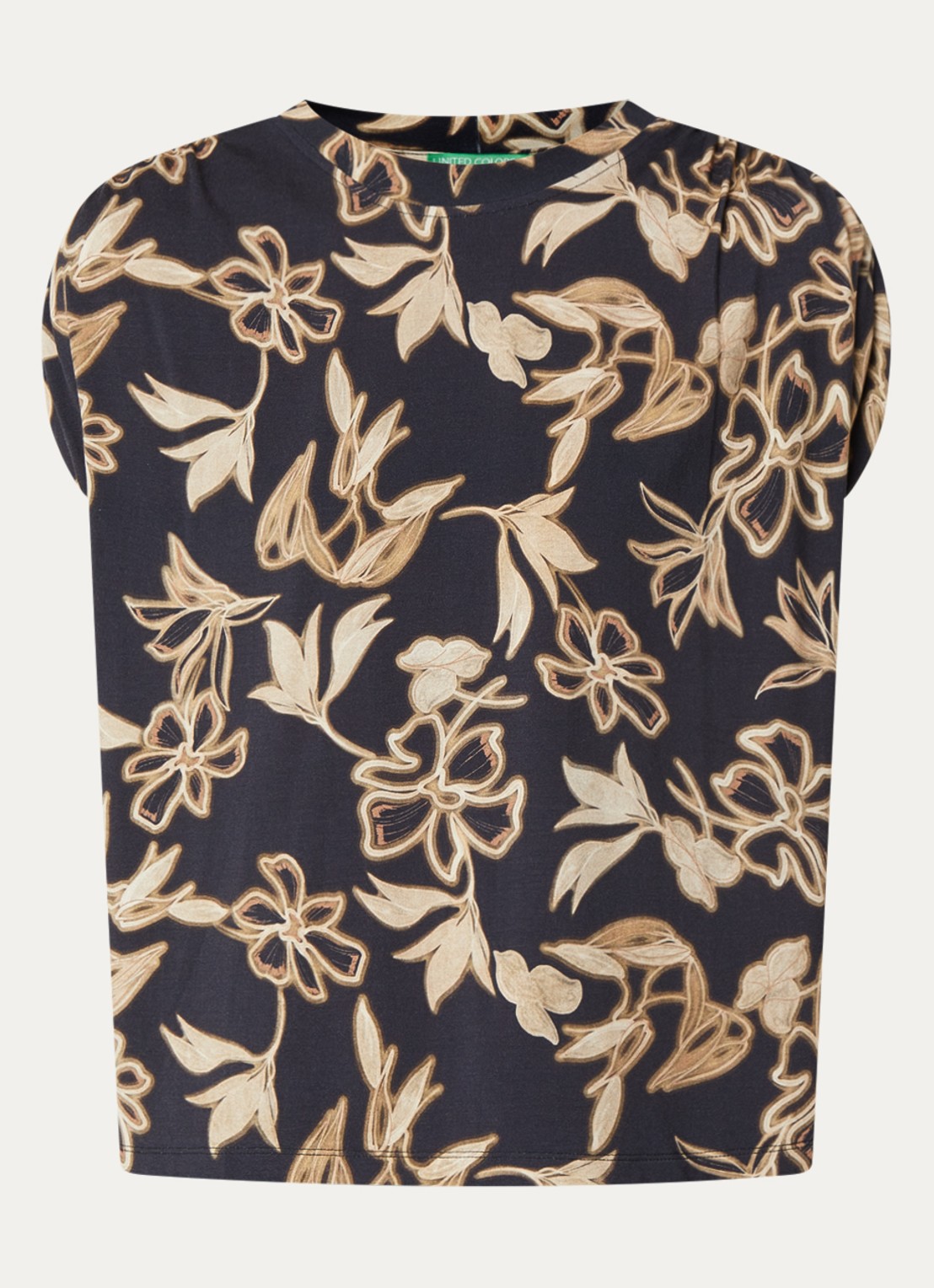 Benetton Top met print en ronde hals - voorkant 3 zwart