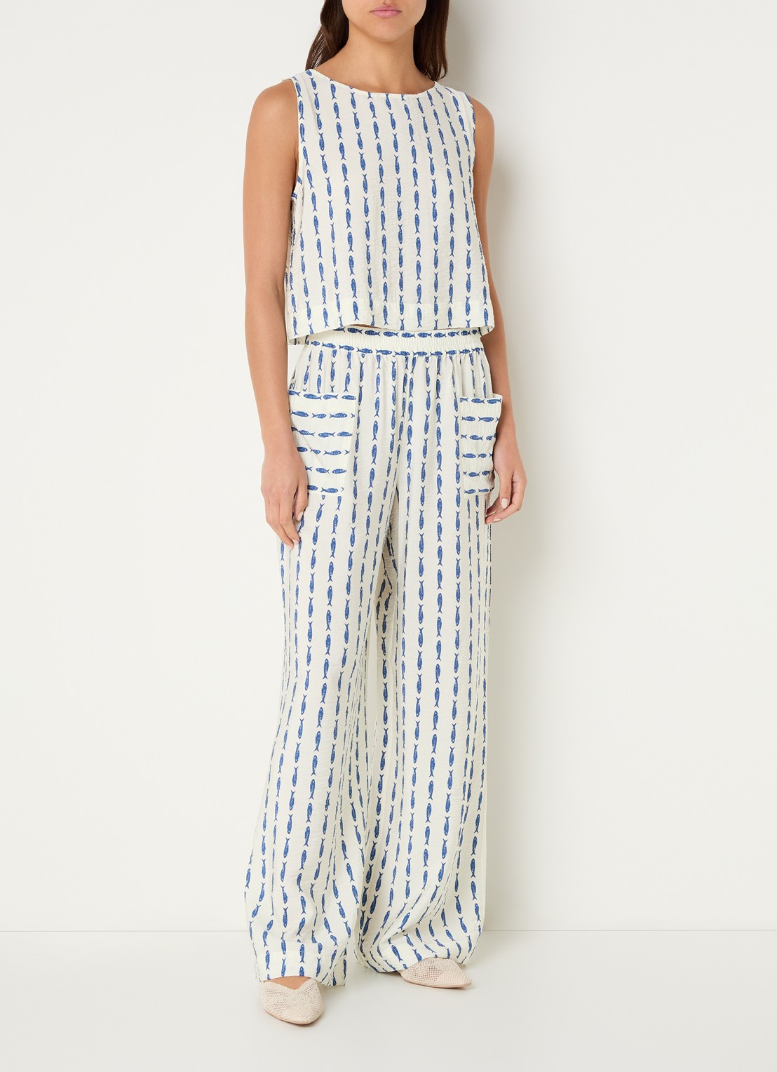 Benetton Top met print - voorkant 3 kobaltblauw