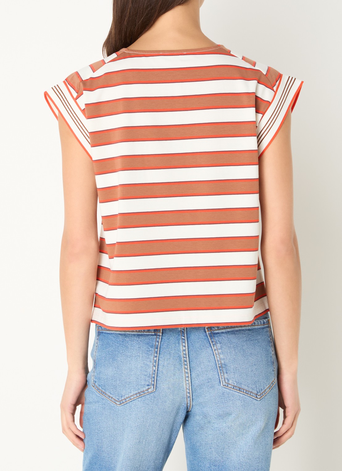 Benetton Top met streepprint - achterkant 3 bruin