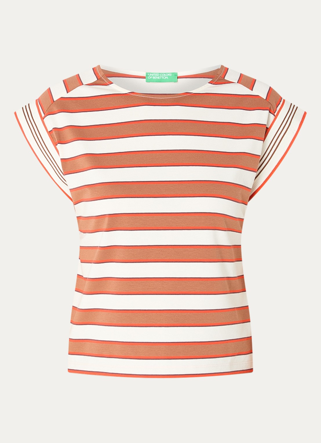 Benetton Top met streepprint - voorkant bruin