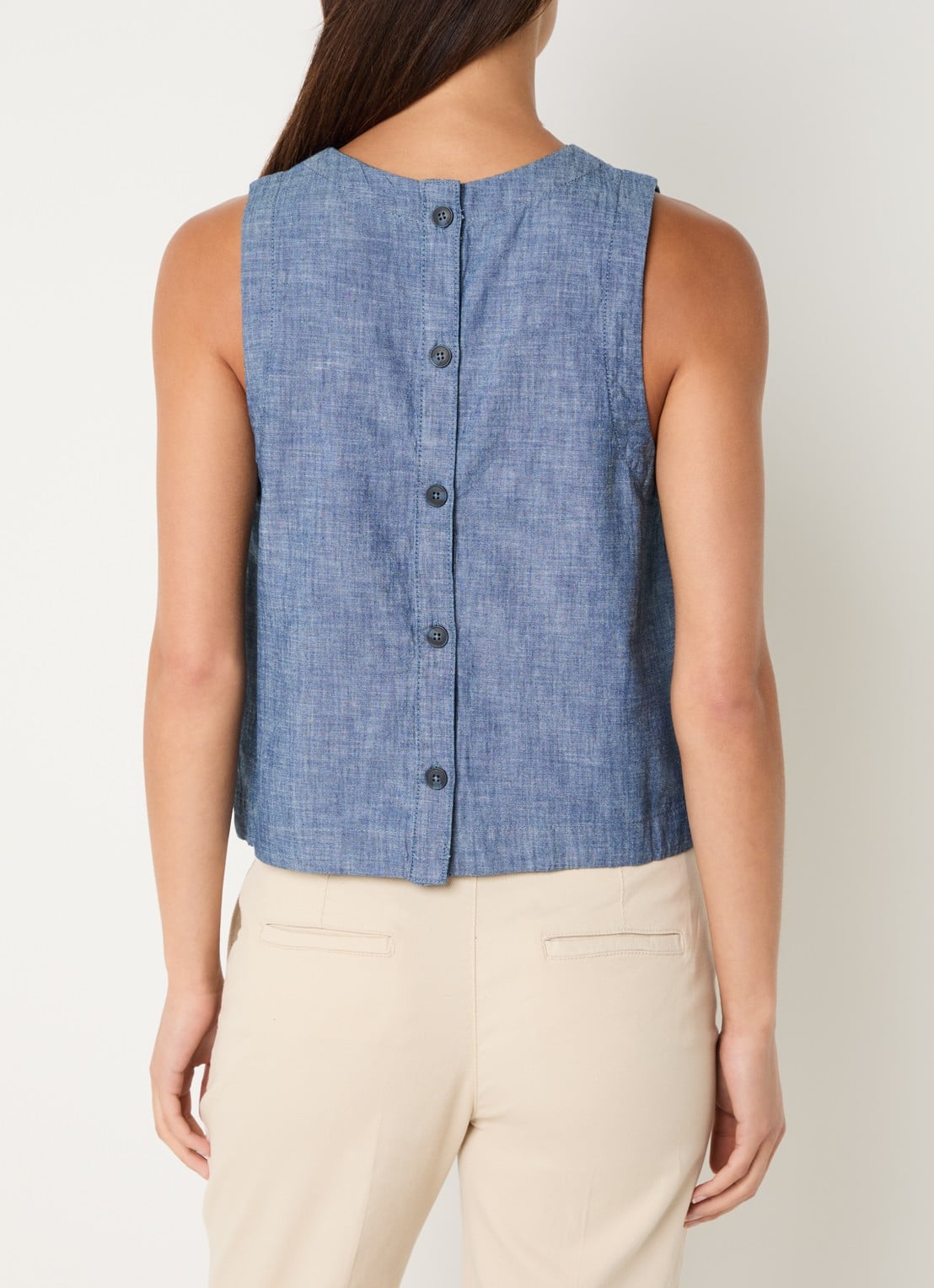 Benetton Top van chambray - achterkant 4 blauw