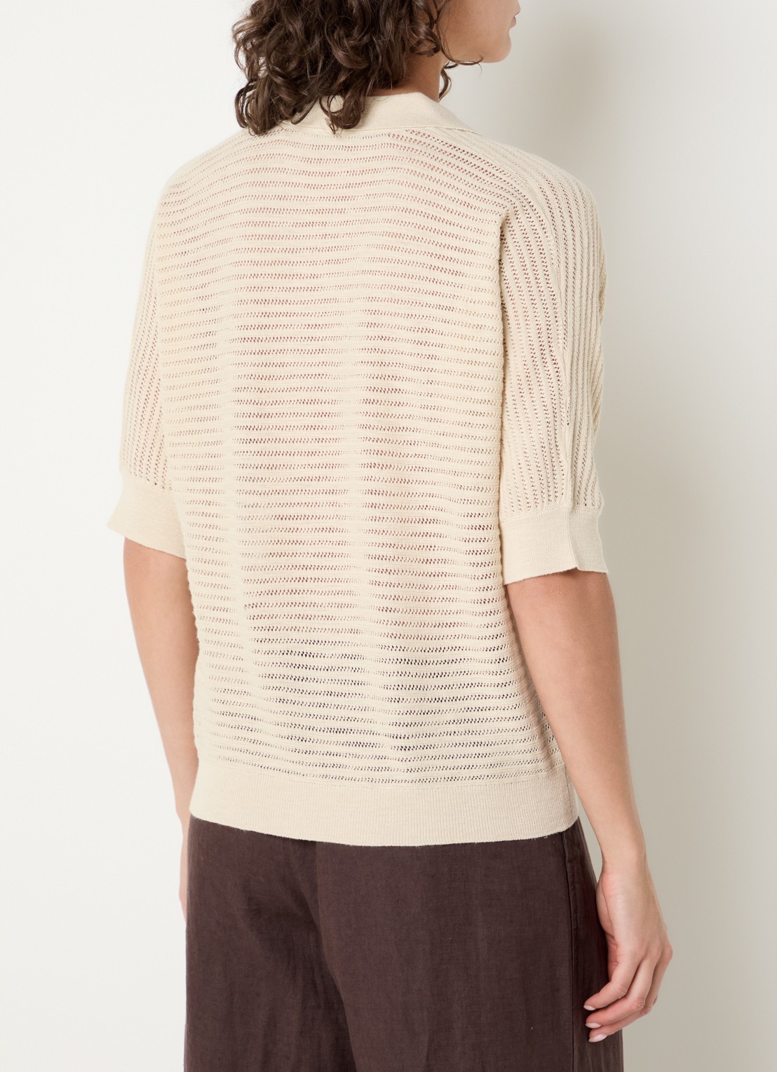 Benetton Top van crochet - achterkant 2 vanillegeel