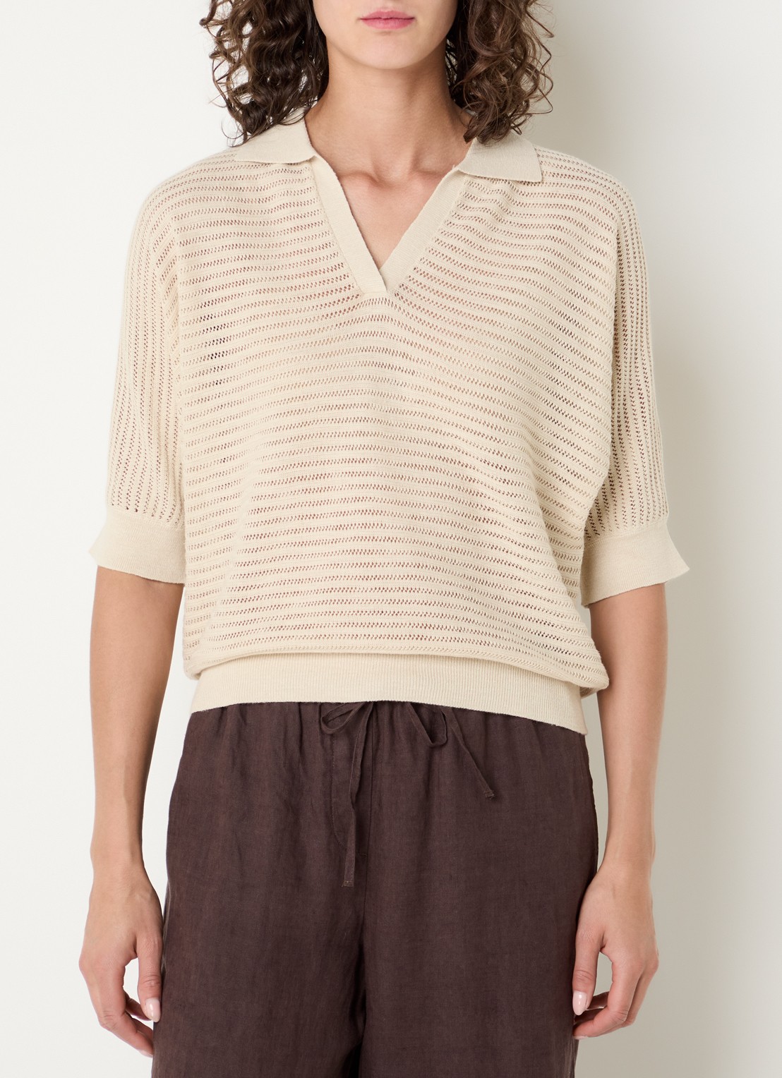 Benetton Top van crochet - detail vanillegeel