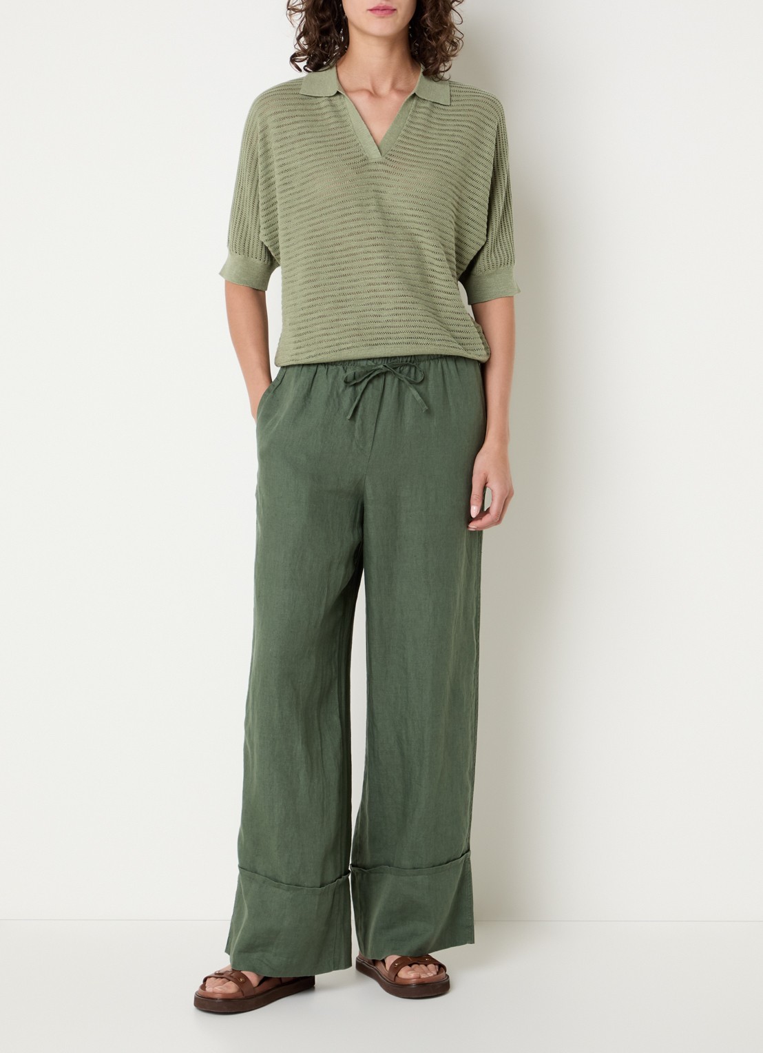 Benetton Top van crochet - voorkant 2 donkergroen
