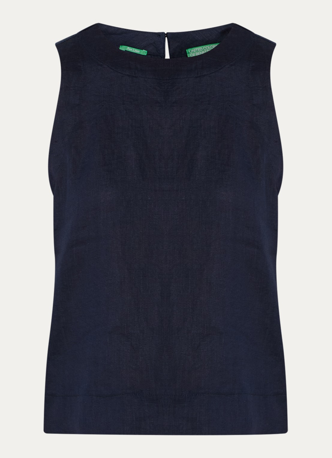Benetton Top van linnen - voorkant 2 donkerblauw