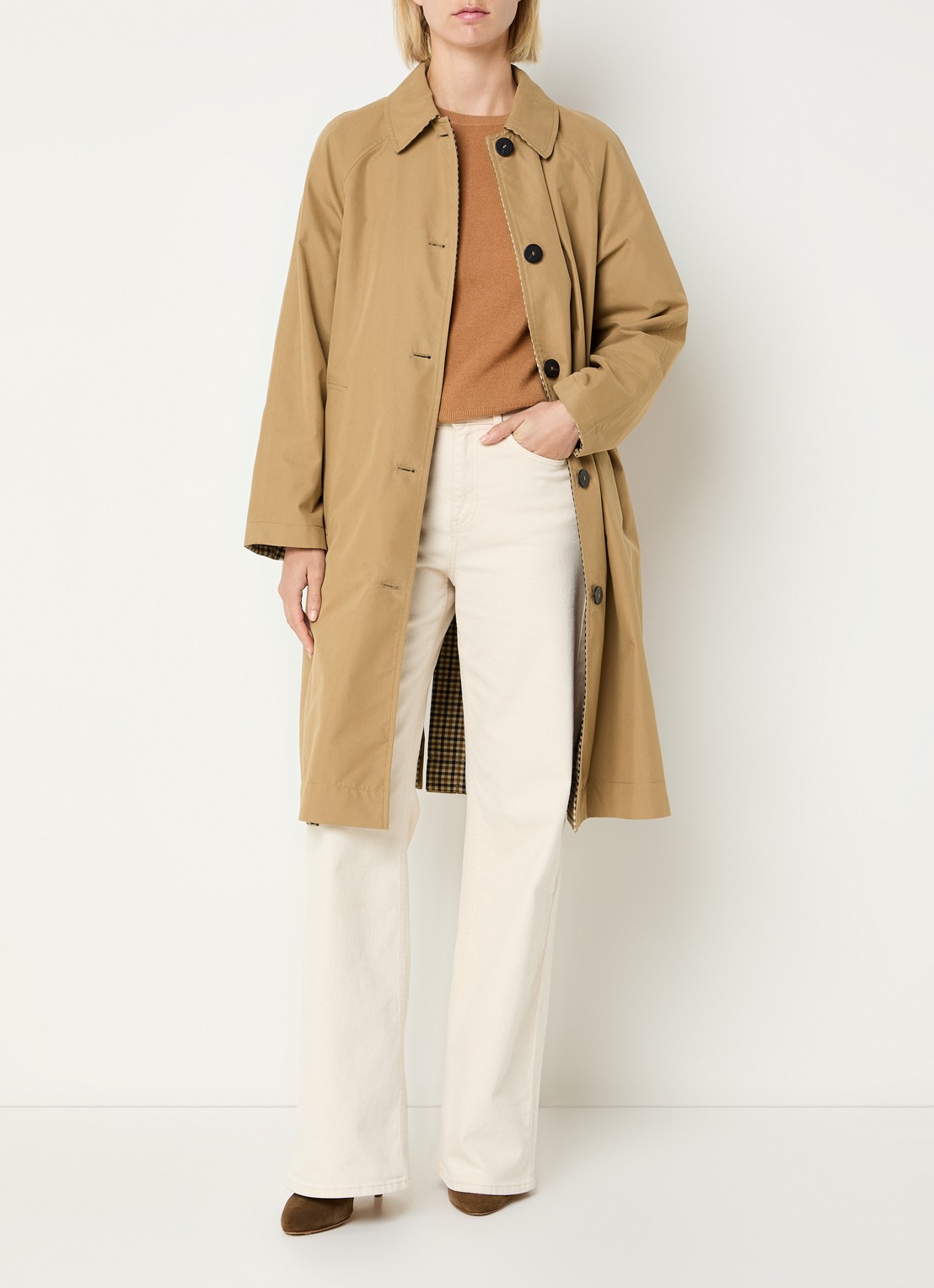 Benetton Trenchcoat met steekzakken - voorkant 3 camel