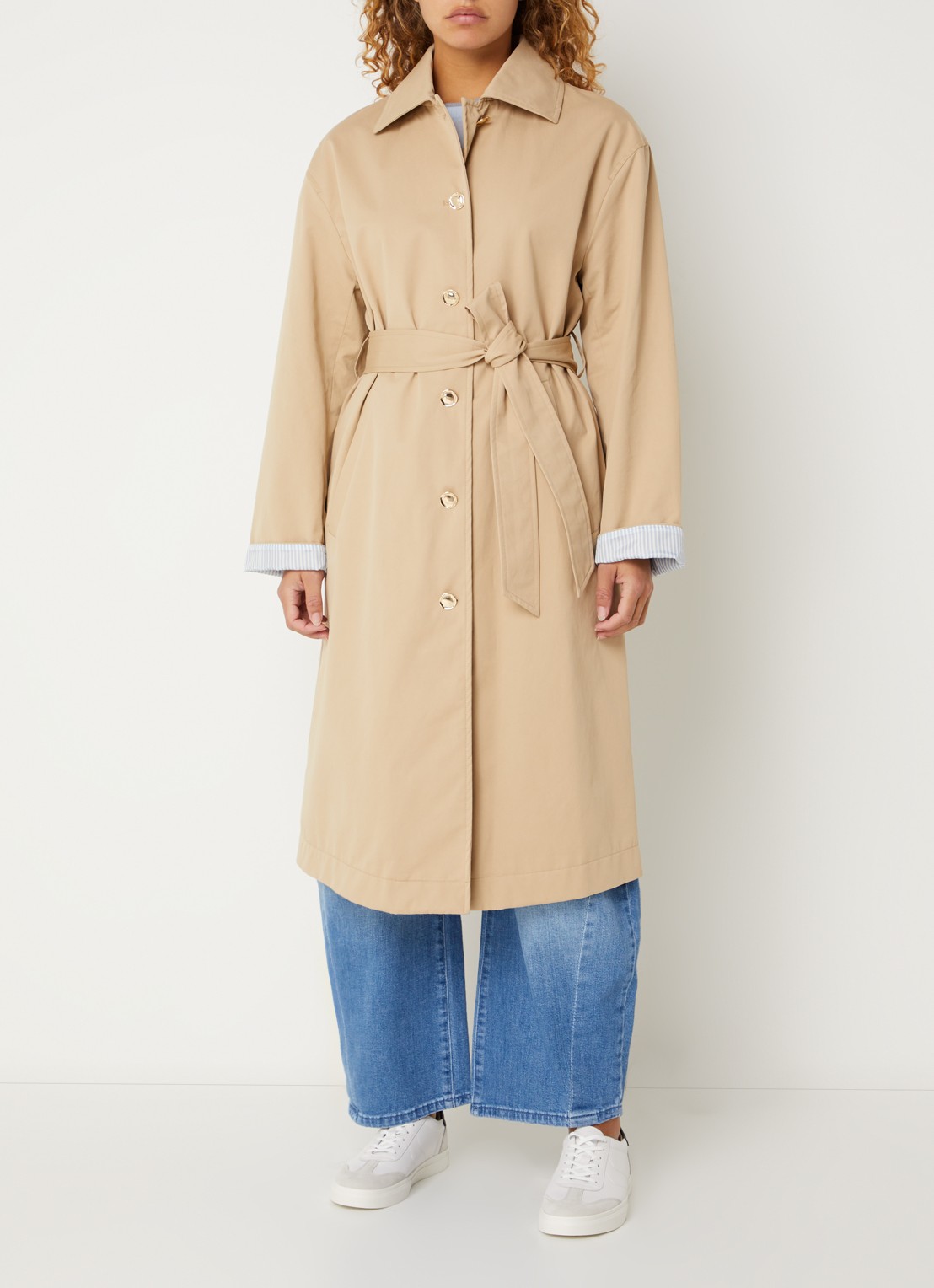 Benetton Trenchcoat met strikceintuur en steekzakken - detail 2 camel