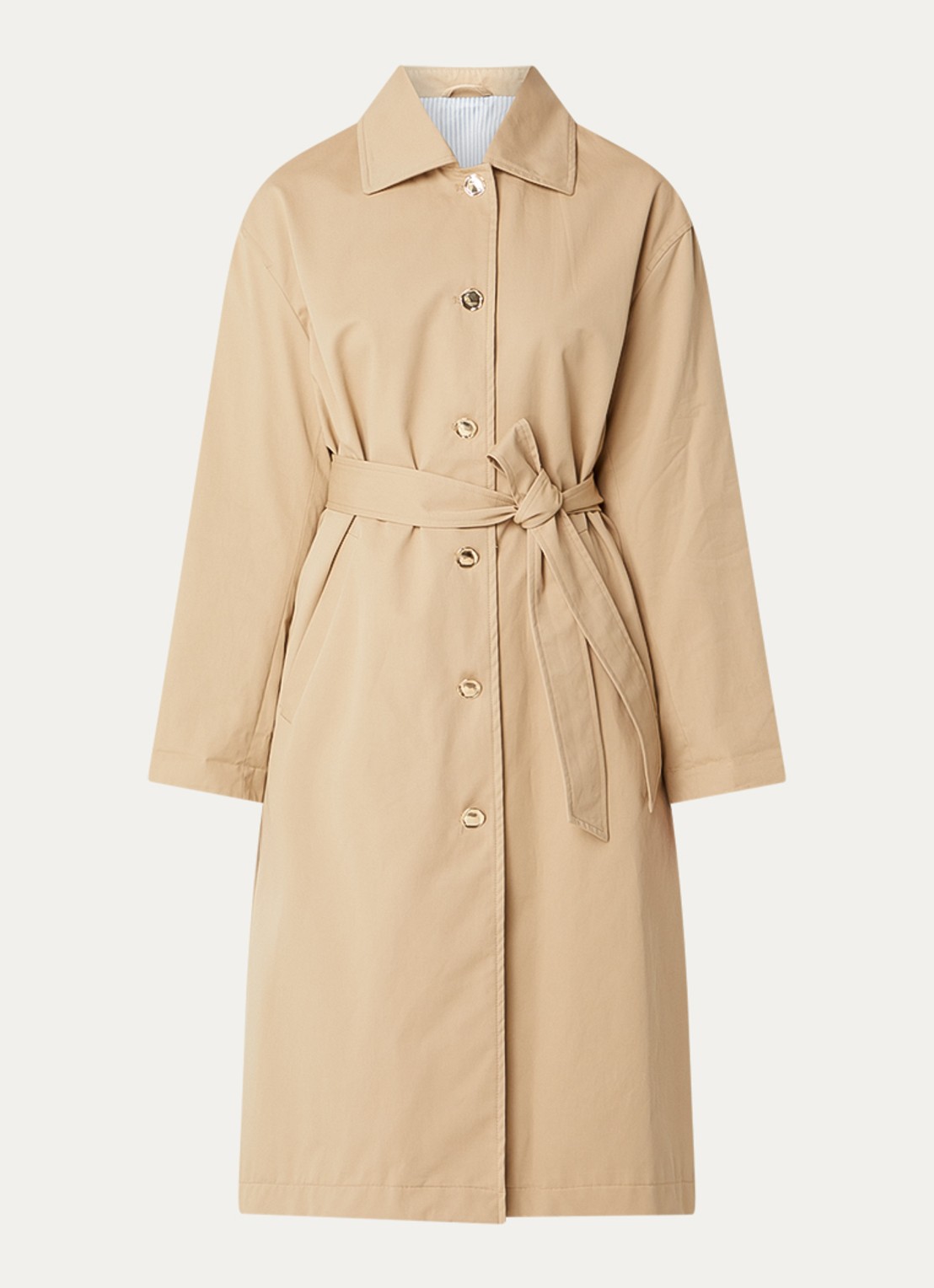 Benetton Trenchcoat met strikceintuur en steekzakken - voorkant 3 camel