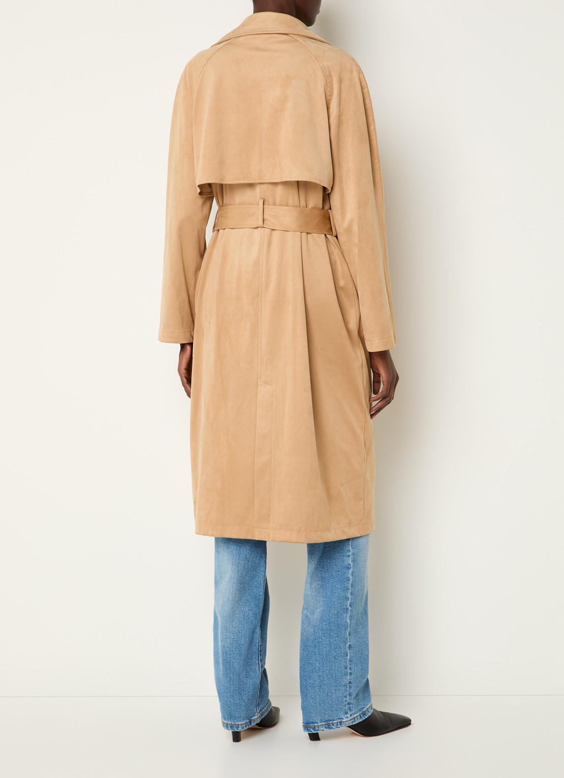 Benetton Trenchcoat van imitatiesuède met strikceintuur - achterkant 4 camel