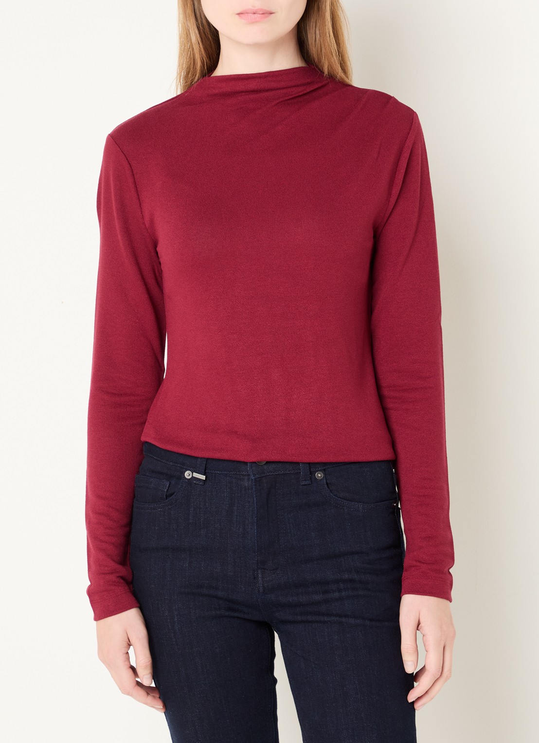 Benetton Trui met boothals - detail 4 donkerrood