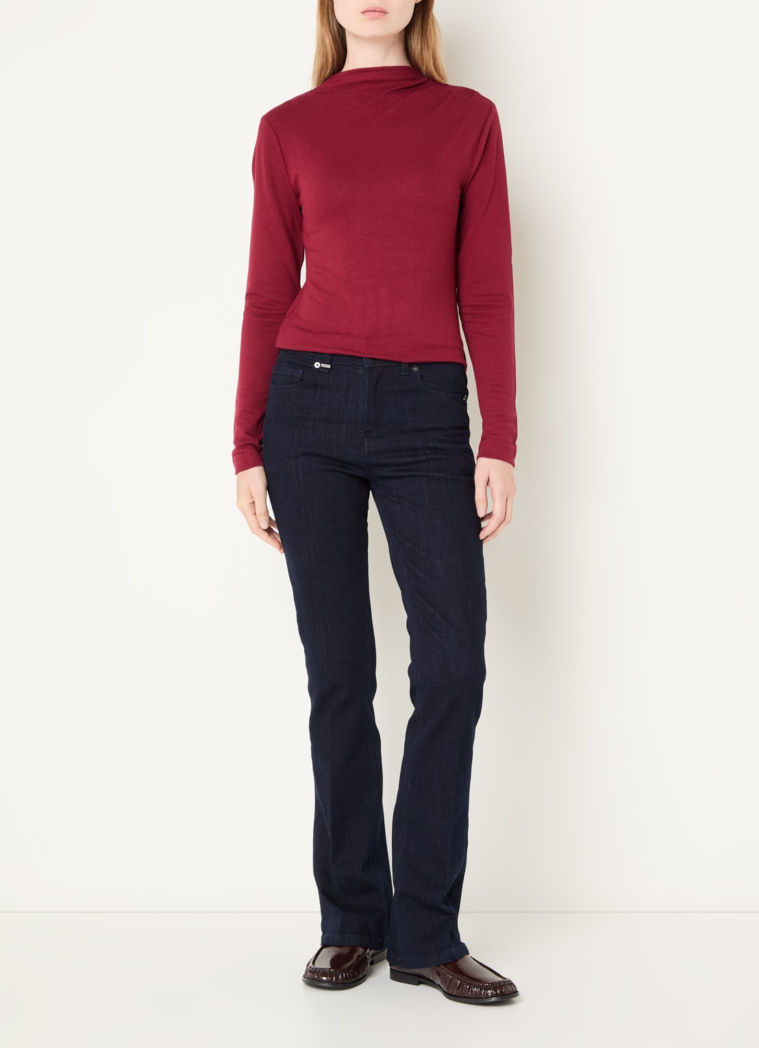 Benetton Trui met boothals - voorkant 3 donkerrood