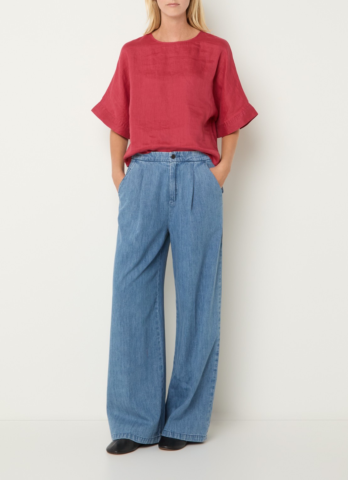 Benetton Tuniek met ronde hals - voorkant 4 kersenrood